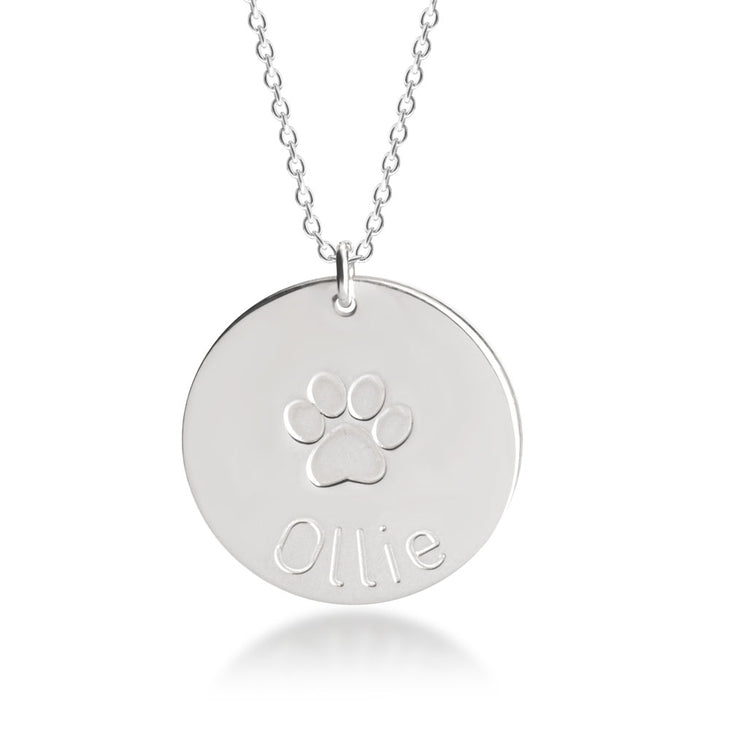 Personalized Circle Dog Paw Necklace