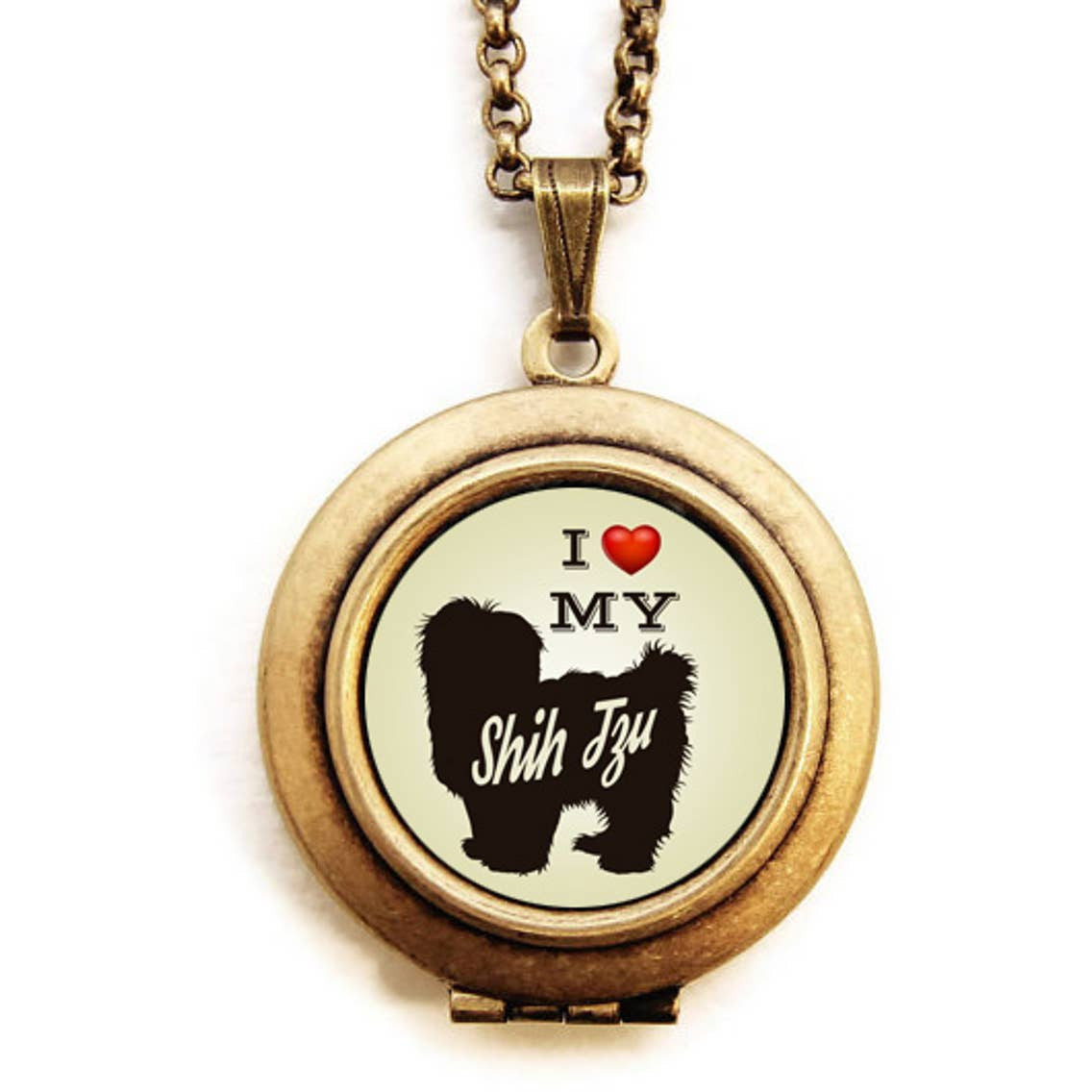 Shih Tzu Dog Vintage Inspired Brass Locket