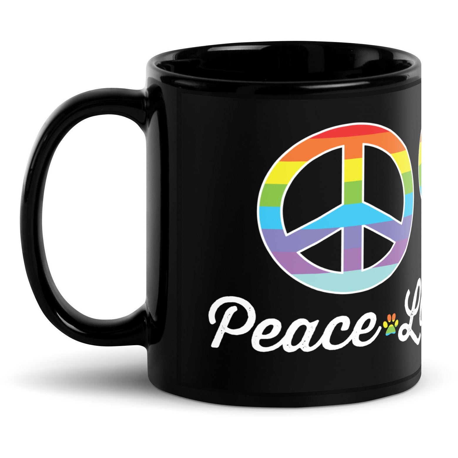 Peace Love Shih Tzu Black Glossy Mug