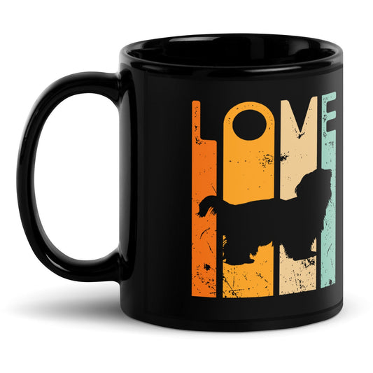 Retro Love Shih Tzu Black Glossy Mug