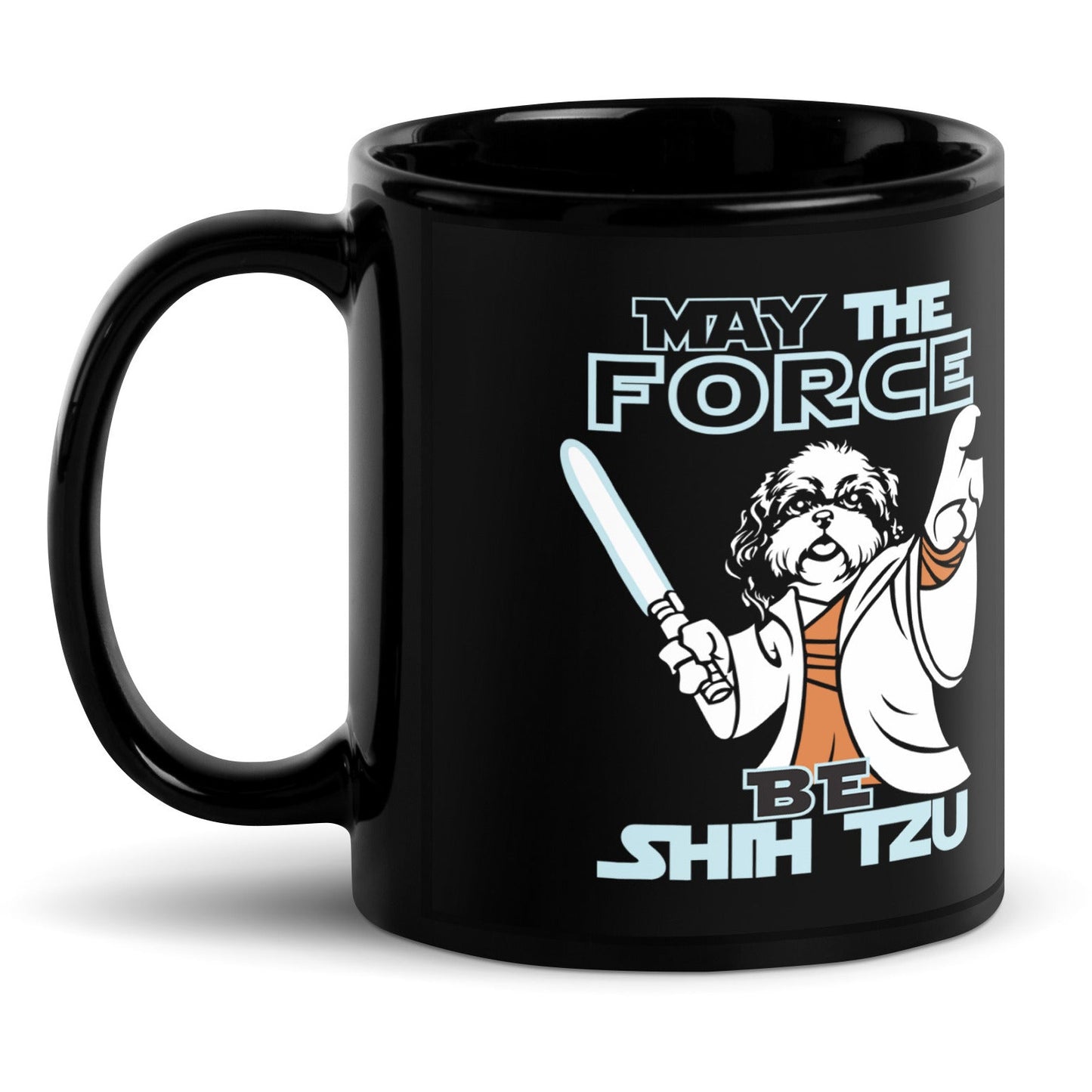 May the Force Be Shih Tzu Black Glossy Mug