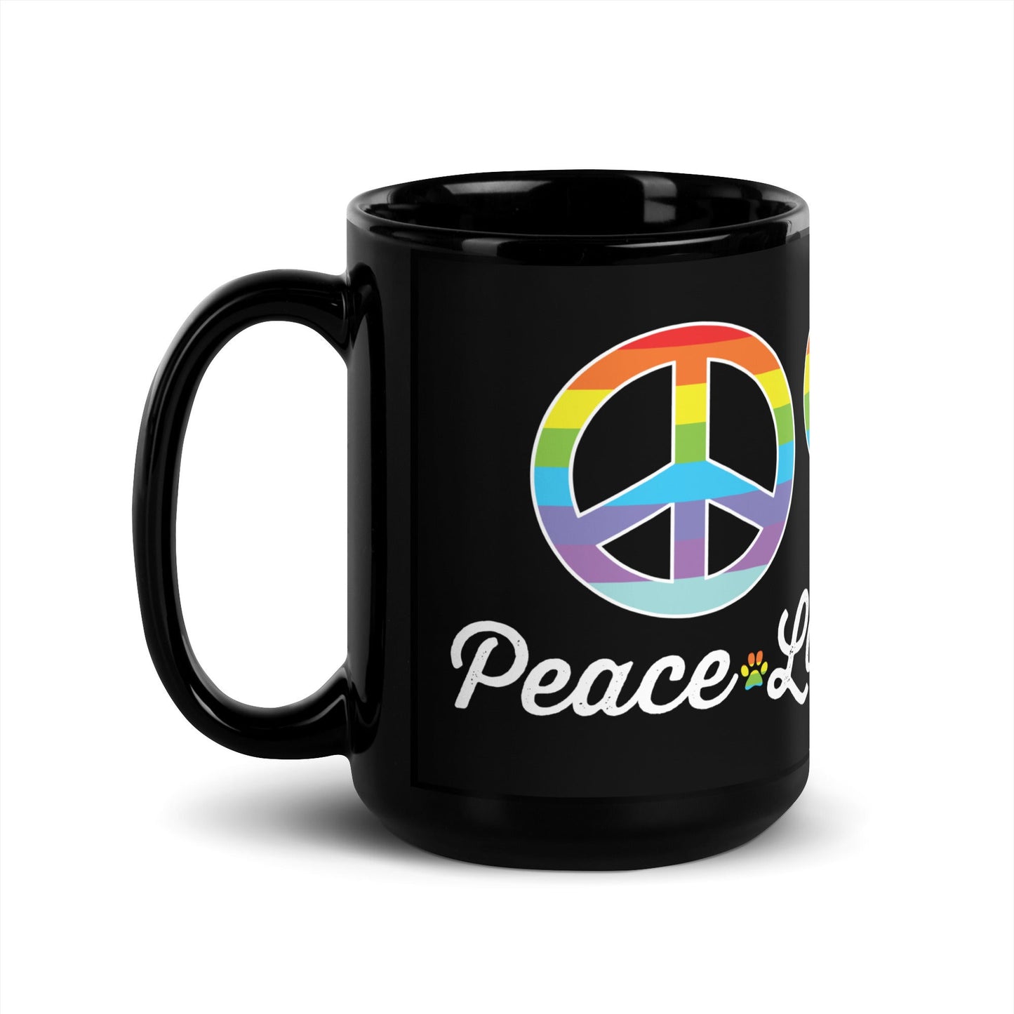 Peace Love Shih Tzu Black Glossy Mug