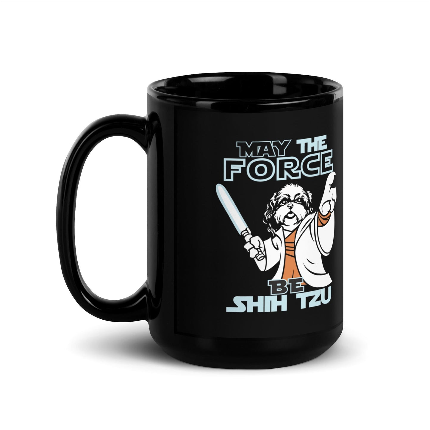 May the Force Be Shih Tzu Black Glossy Mug