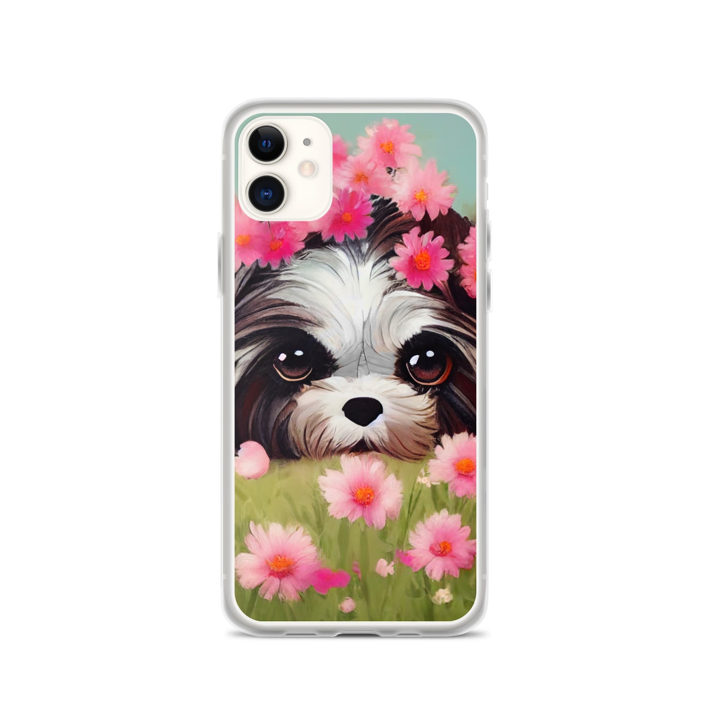 Shih Tzu in Field of Pink Flowers iPhone Case