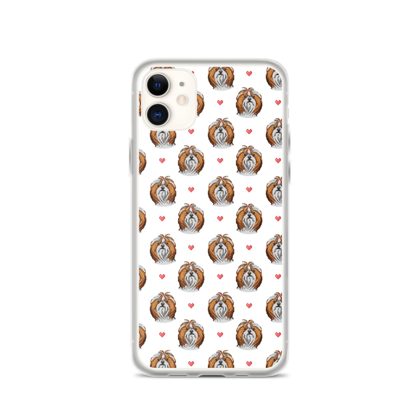 Shih Tzu Hearts 1990's Pixelated Pattern iPhone Case