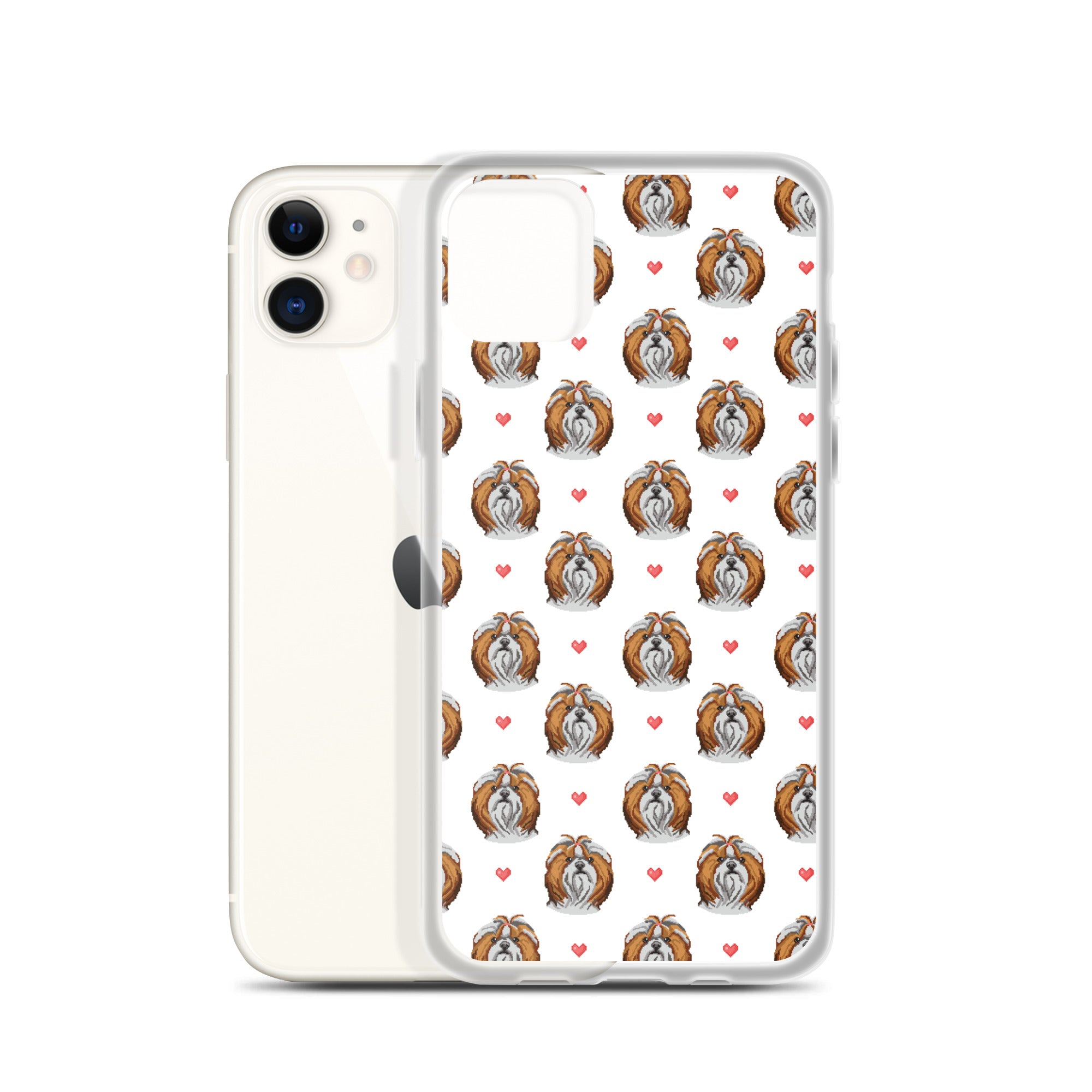 Shih Tzu Hearts 1990's Pixelated Pattern iPhone Case