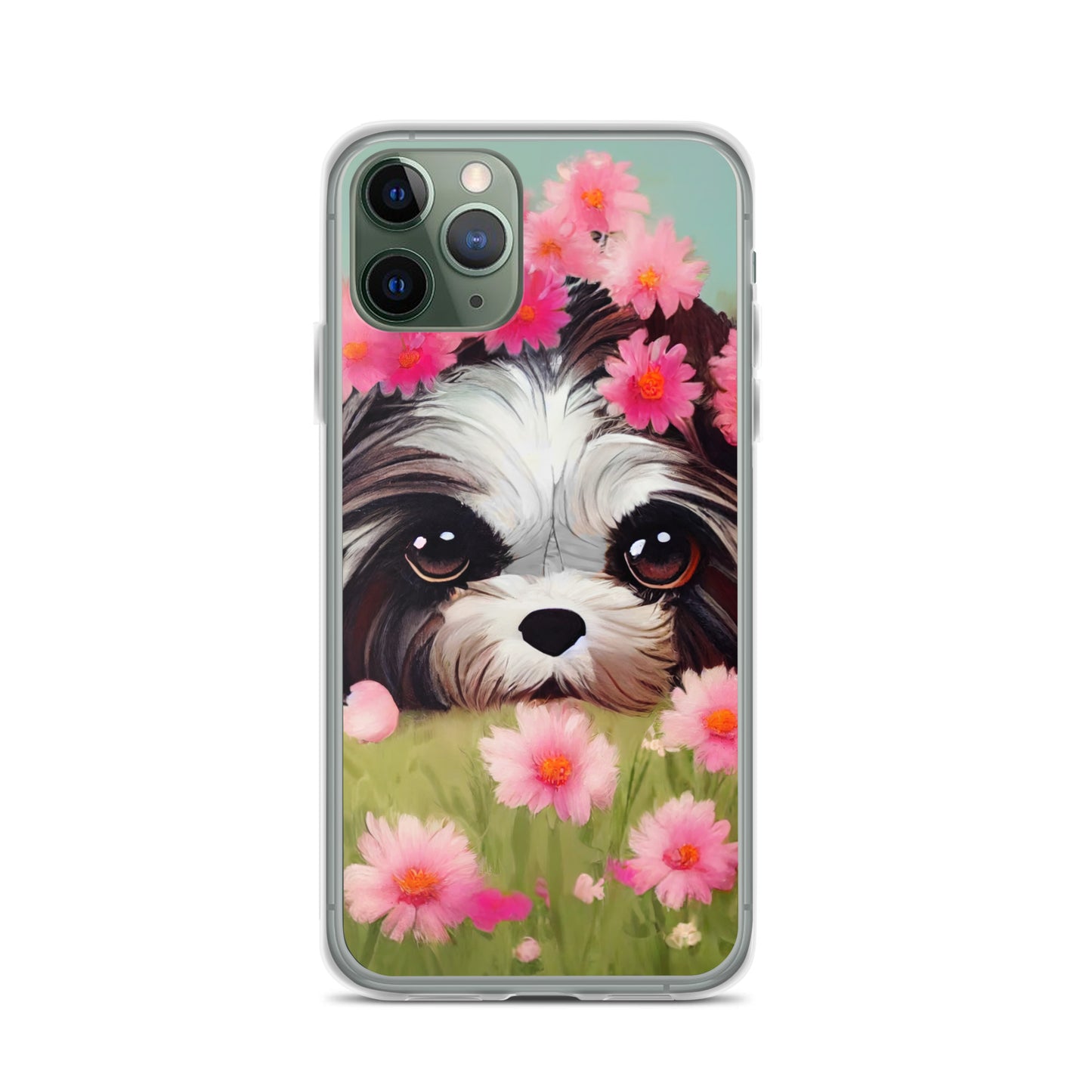 Shih Tzu in Field of Pink Flowers iPhone Case