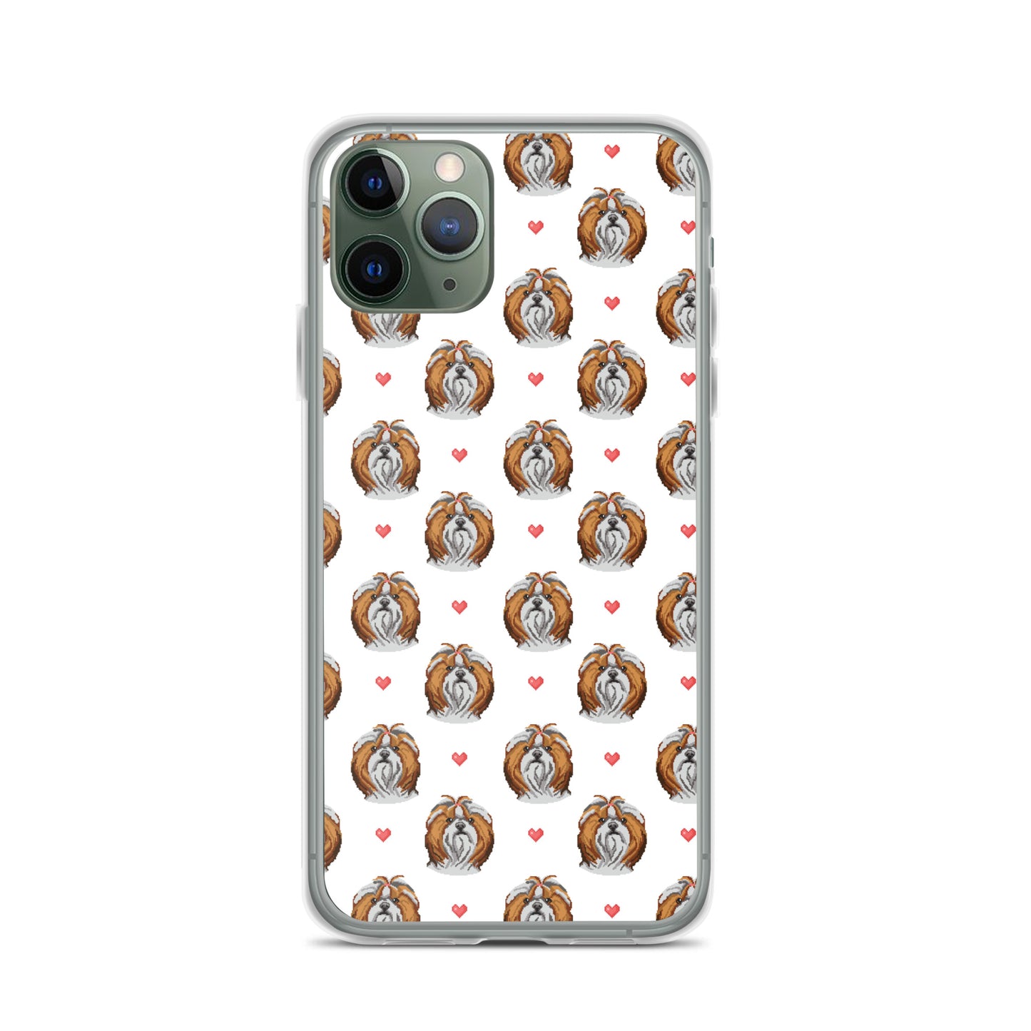 Shih Tzu Hearts 1990's Pixelated Pattern iPhone Case