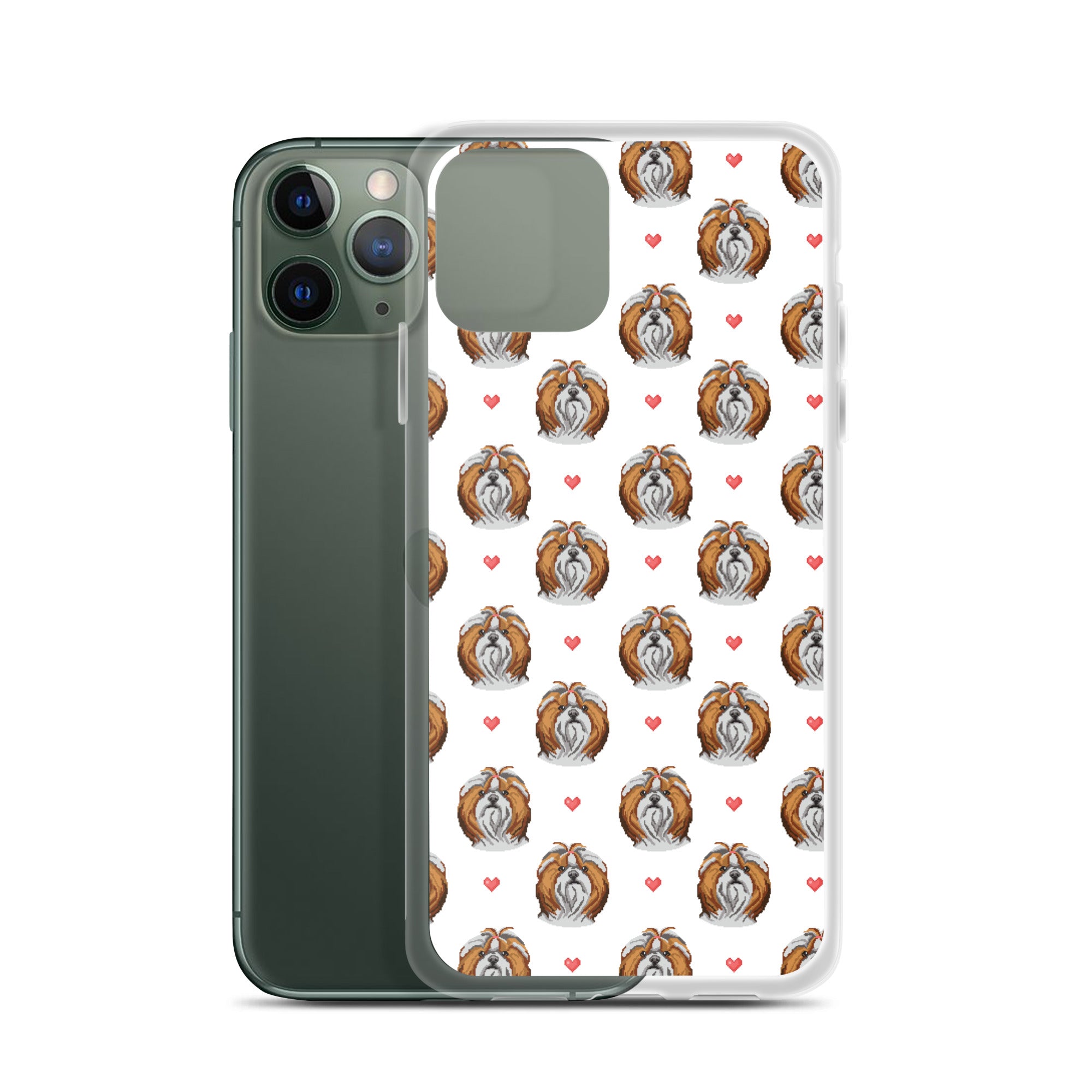 Shih Tzu Hearts 1990's Pixelated Pattern iPhone Case