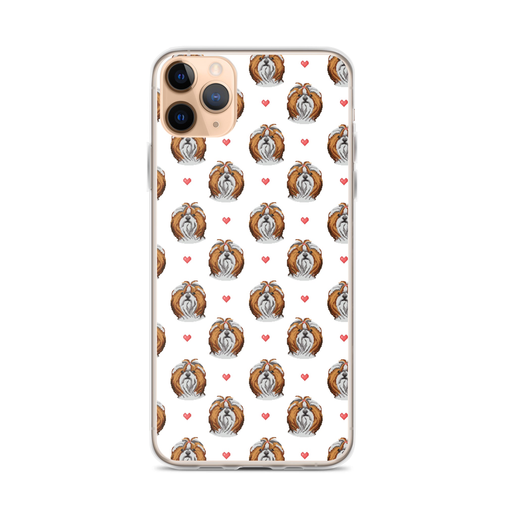 Shih Tzu Hearts 1990's Pixelated Pattern iPhone Case