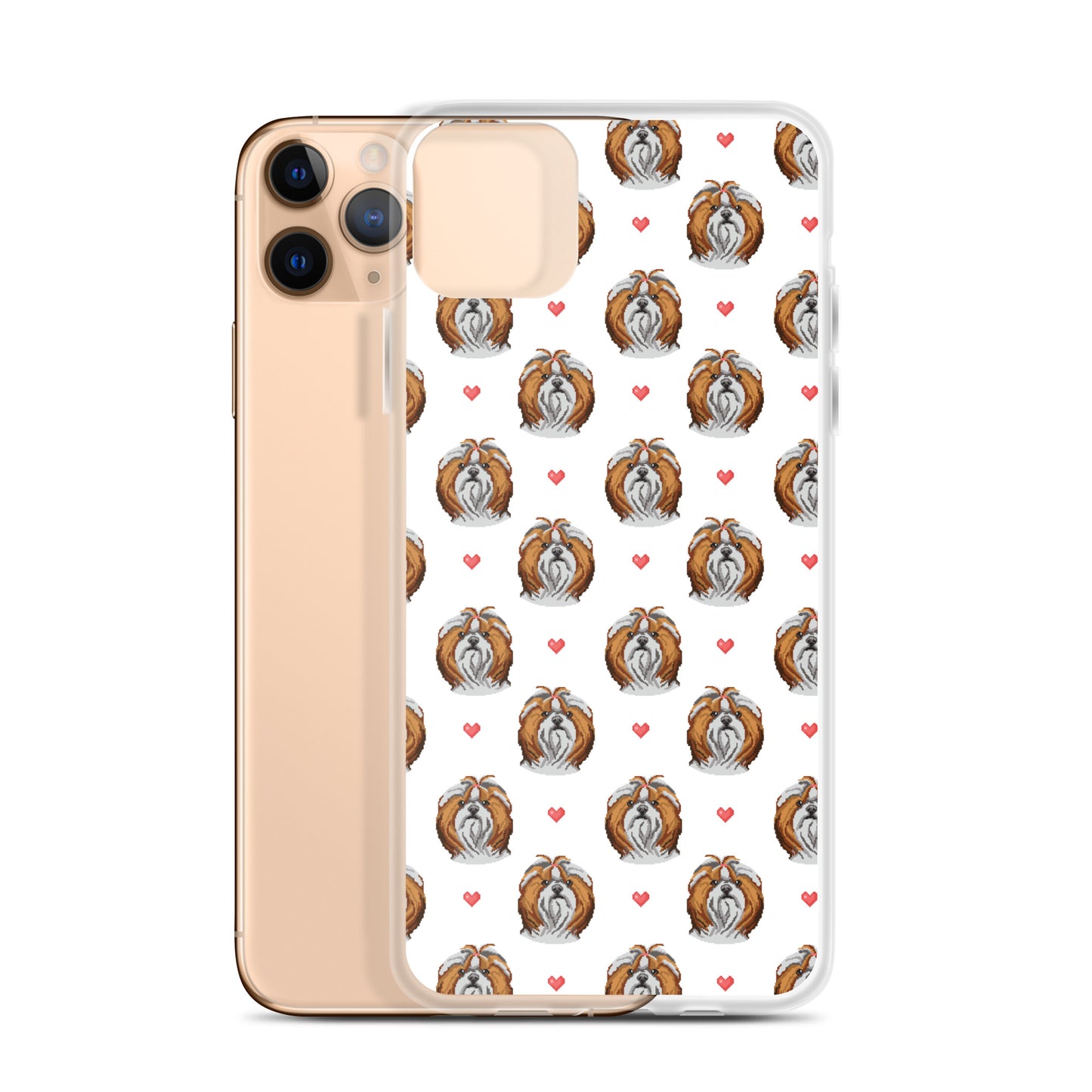 Shih Tzu Hearts 1990's Pixelated Pattern iPhone Case