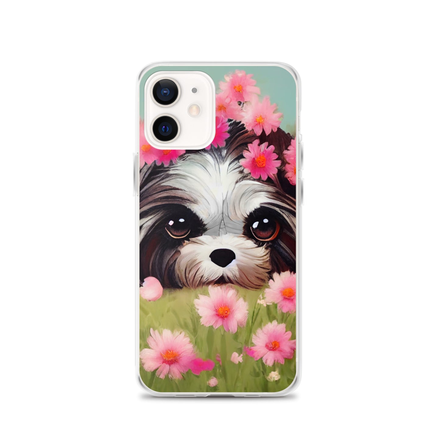 Shih Tzu in Field of Pink Flowers iPhone Case