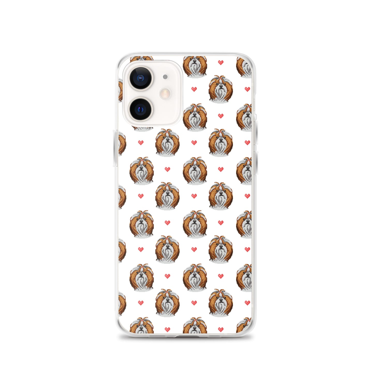 Shih Tzu Hearts 1990's Pixelated Pattern iPhone Case