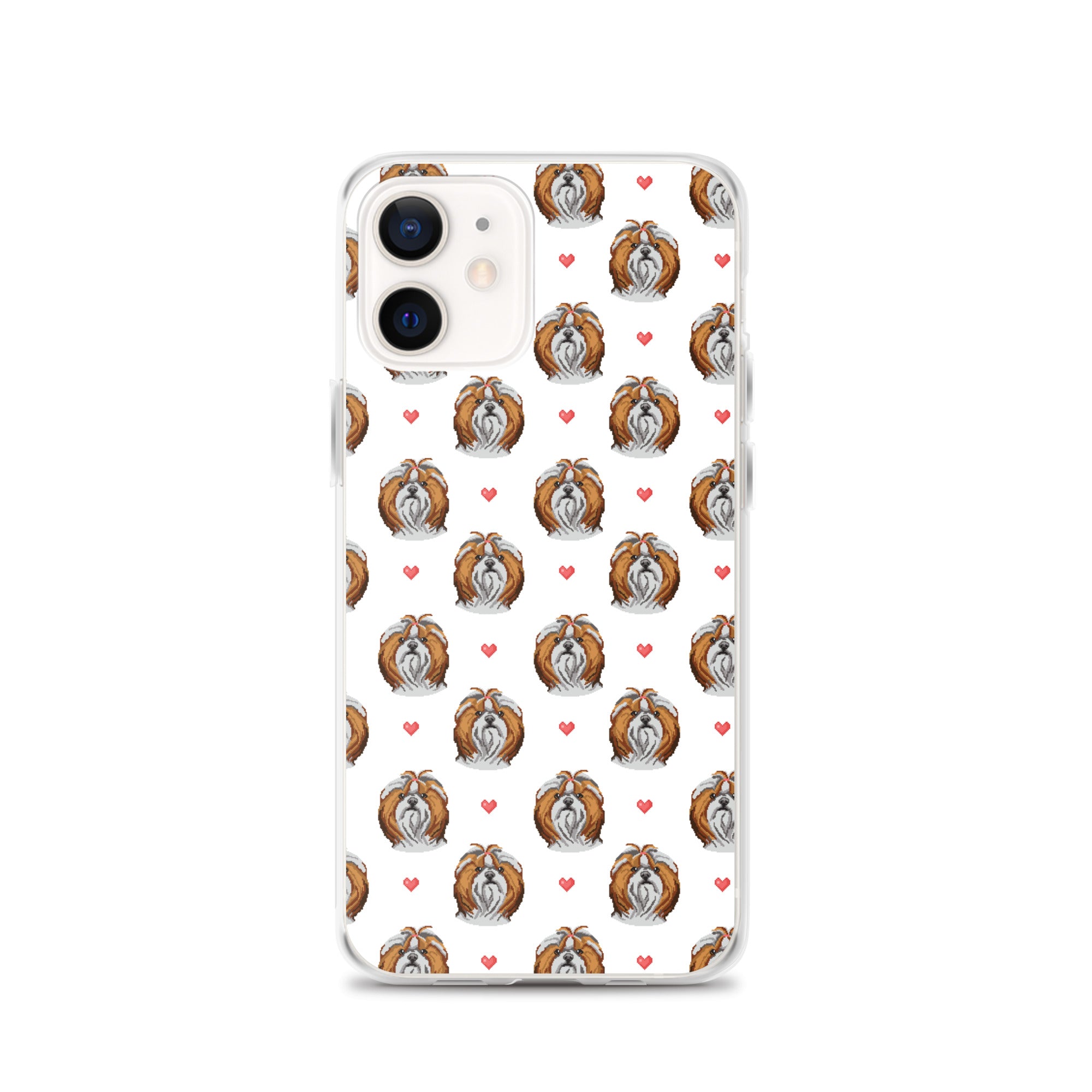 Shih Tzu Hearts 1990's Pixelated Pattern iPhone Case