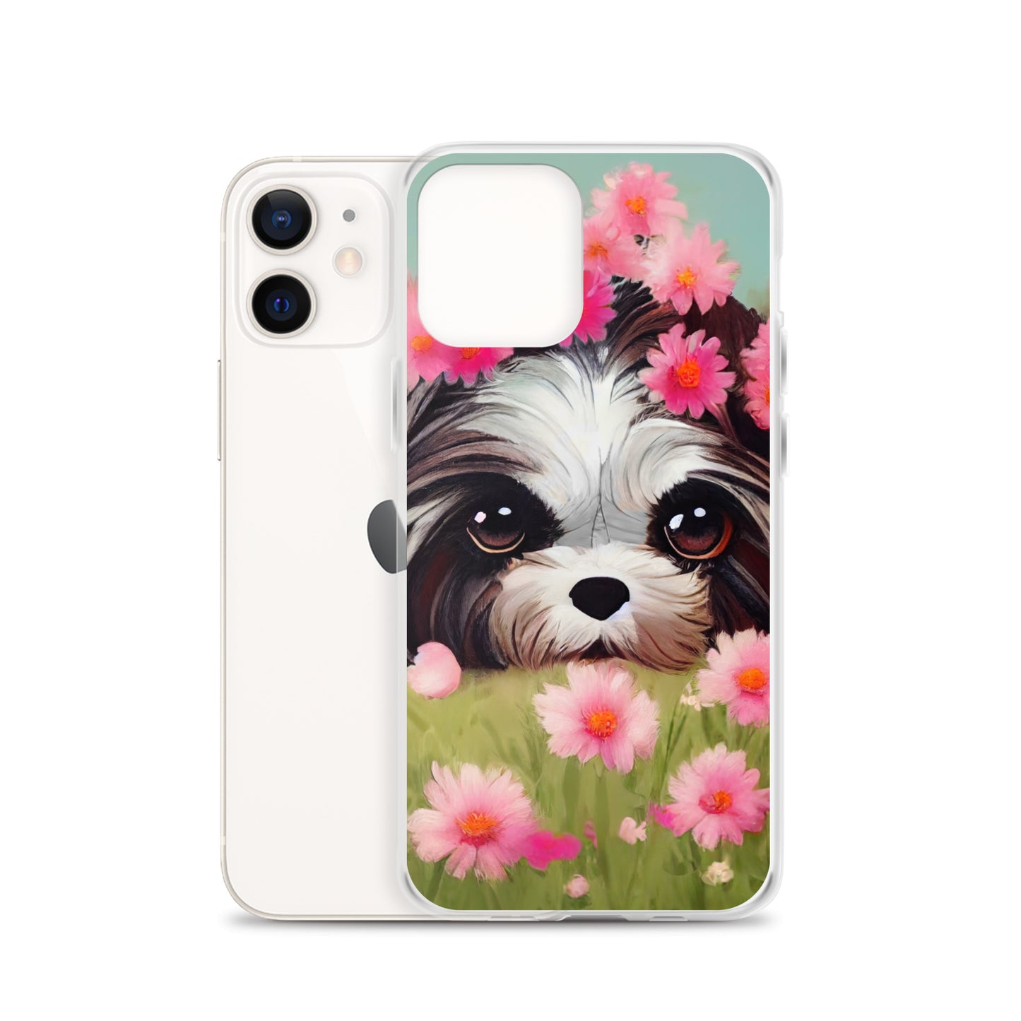 Shih Tzu in Field of Pink Flowers iPhone Case