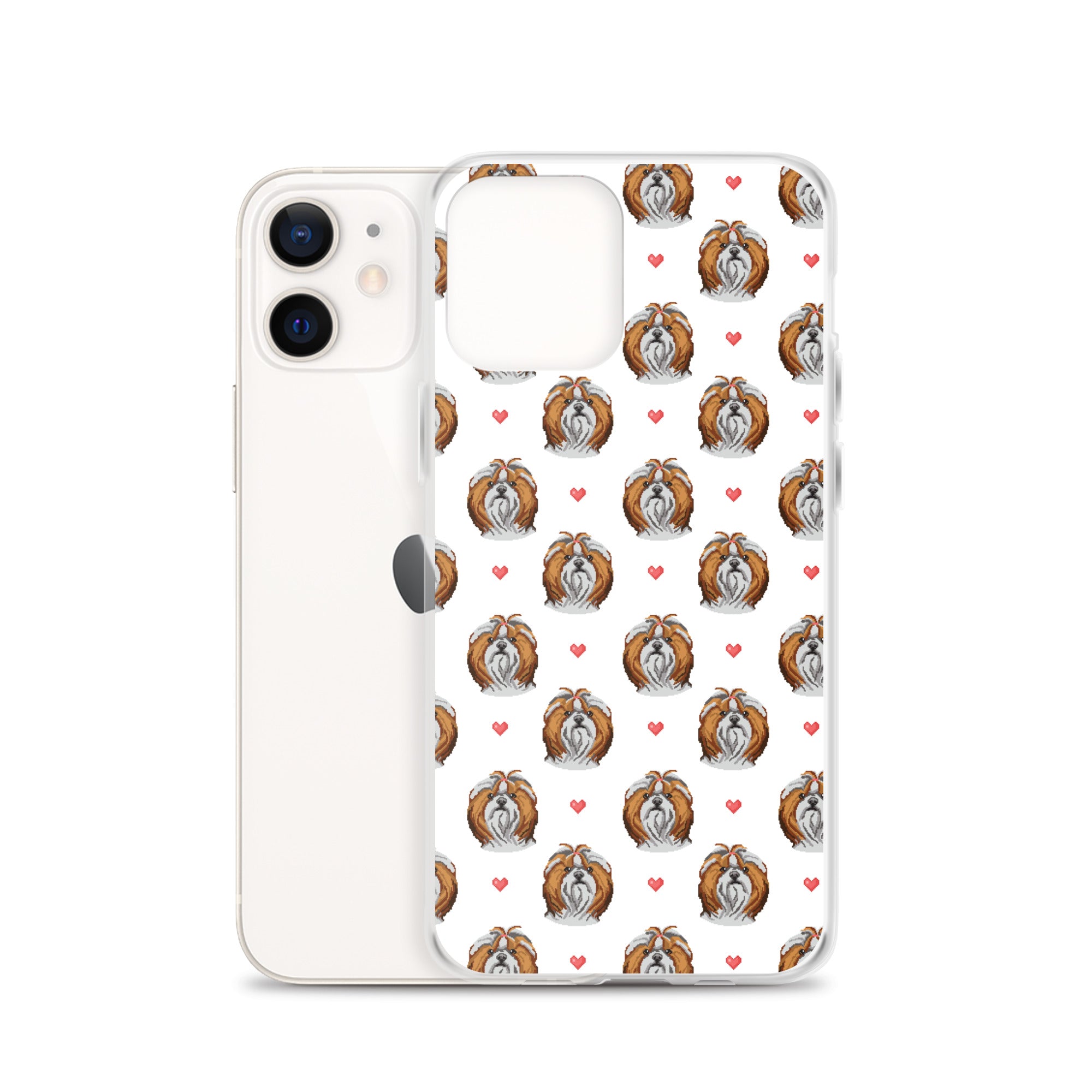 Shih Tzu Hearts 1990's Pixelated Pattern iPhone Case