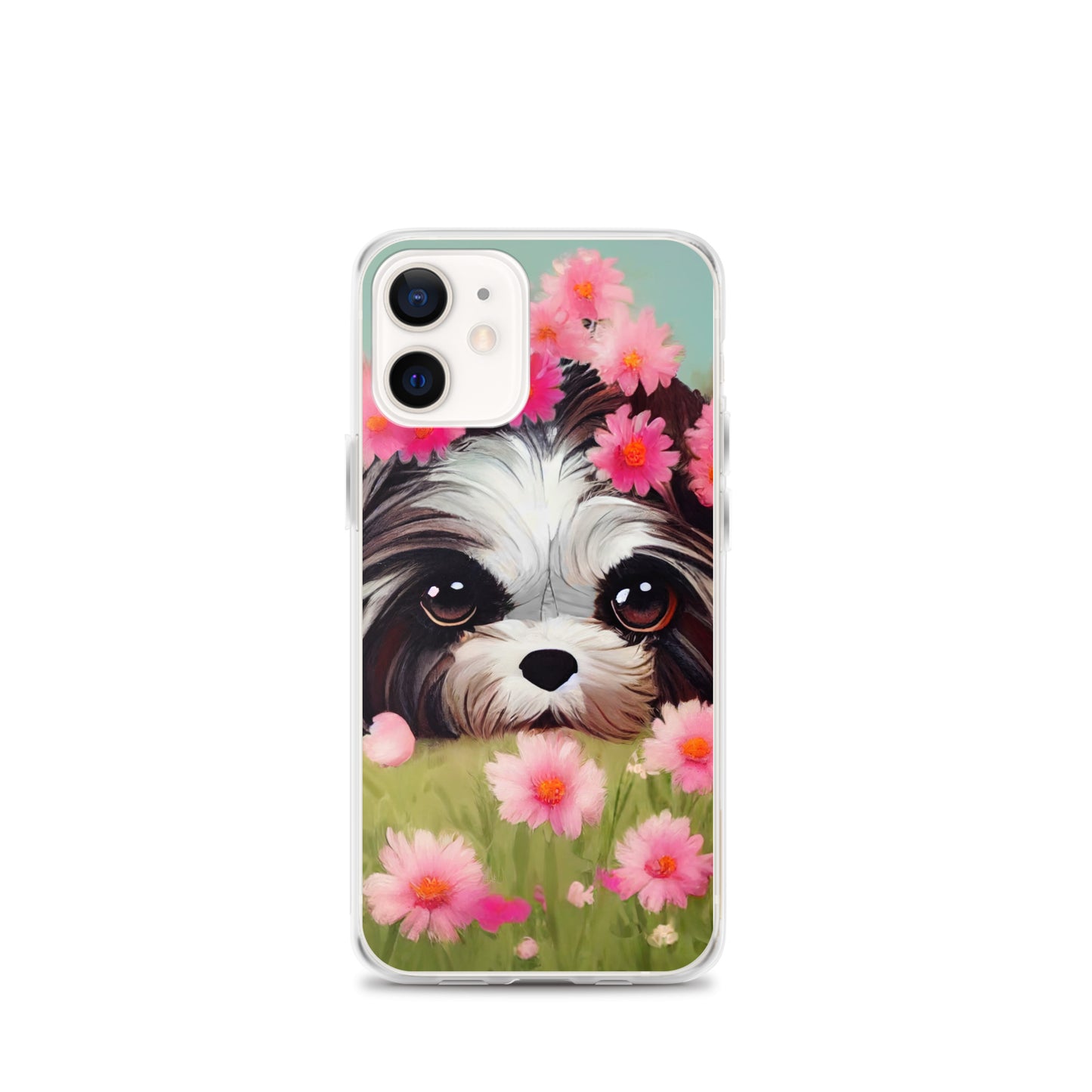 Shih Tzu in Field of Pink Flowers iPhone Case