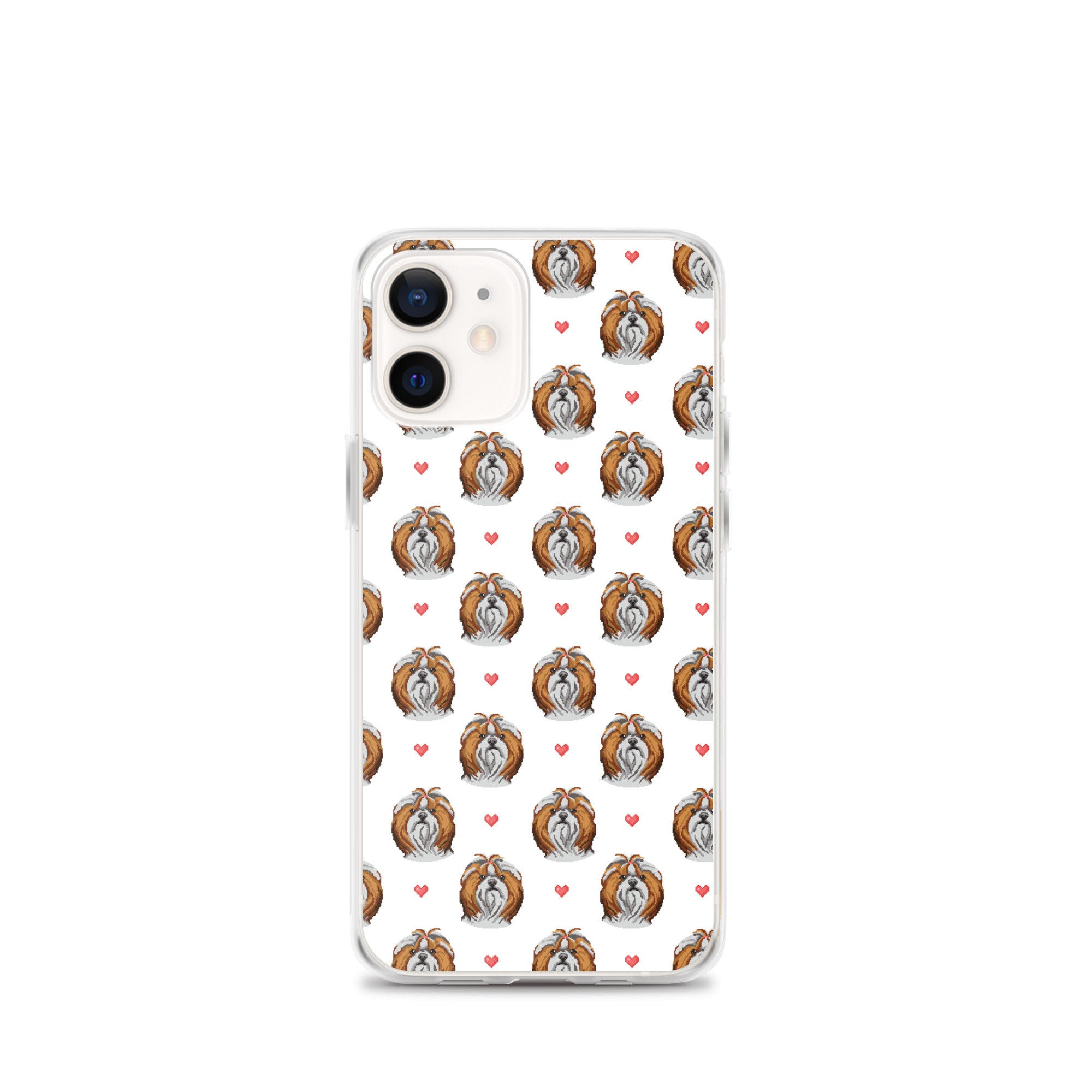 Shih Tzu Hearts 1990's Pixelated Pattern iPhone Case