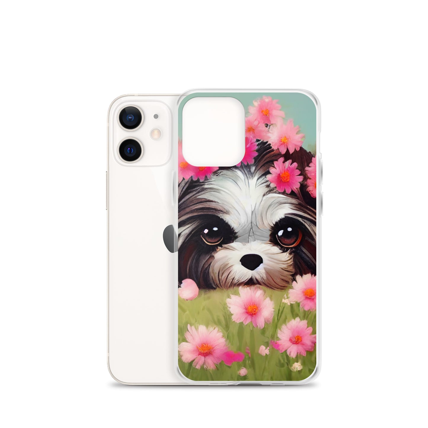 Shih Tzu in Field of Pink Flowers iPhone Case