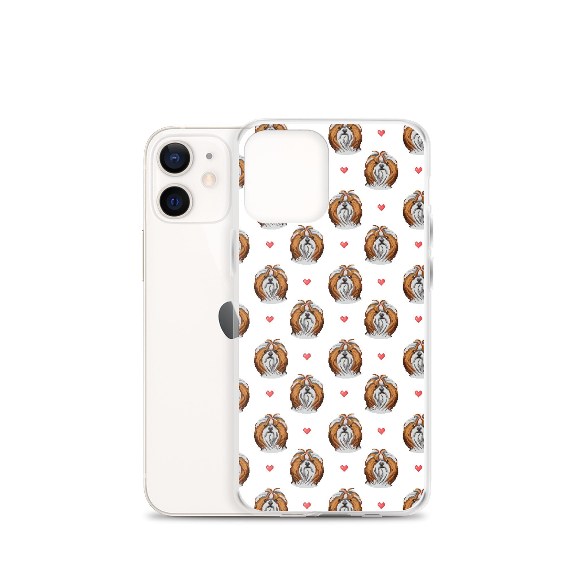 Shih Tzu Hearts 1990's Pixelated Pattern iPhone Case