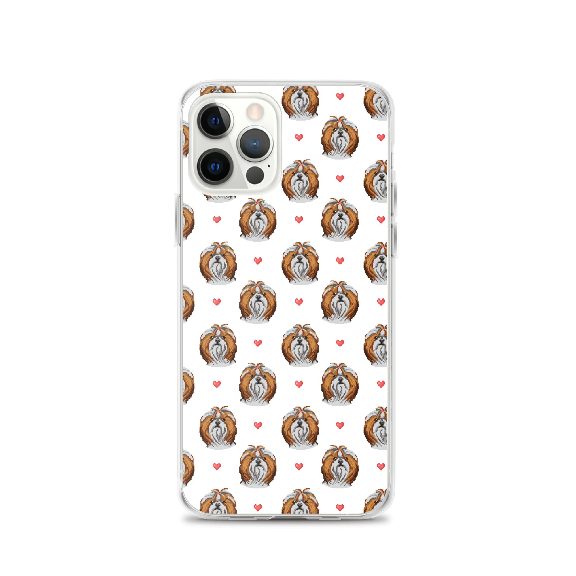 Shih Tzu Hearts 1990's Pixelated Pattern iPhone Case