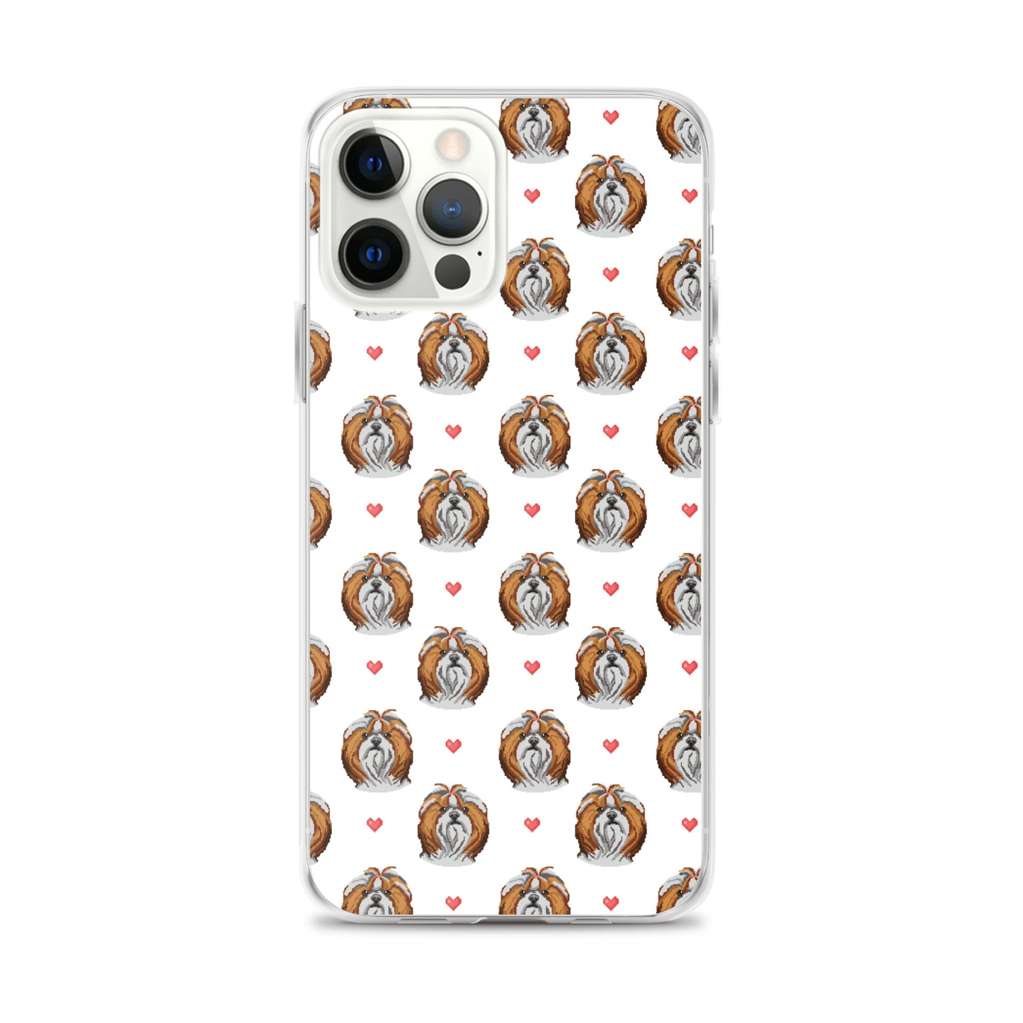 Shih Tzu Hearts 1990's Pixelated Pattern iPhone Case