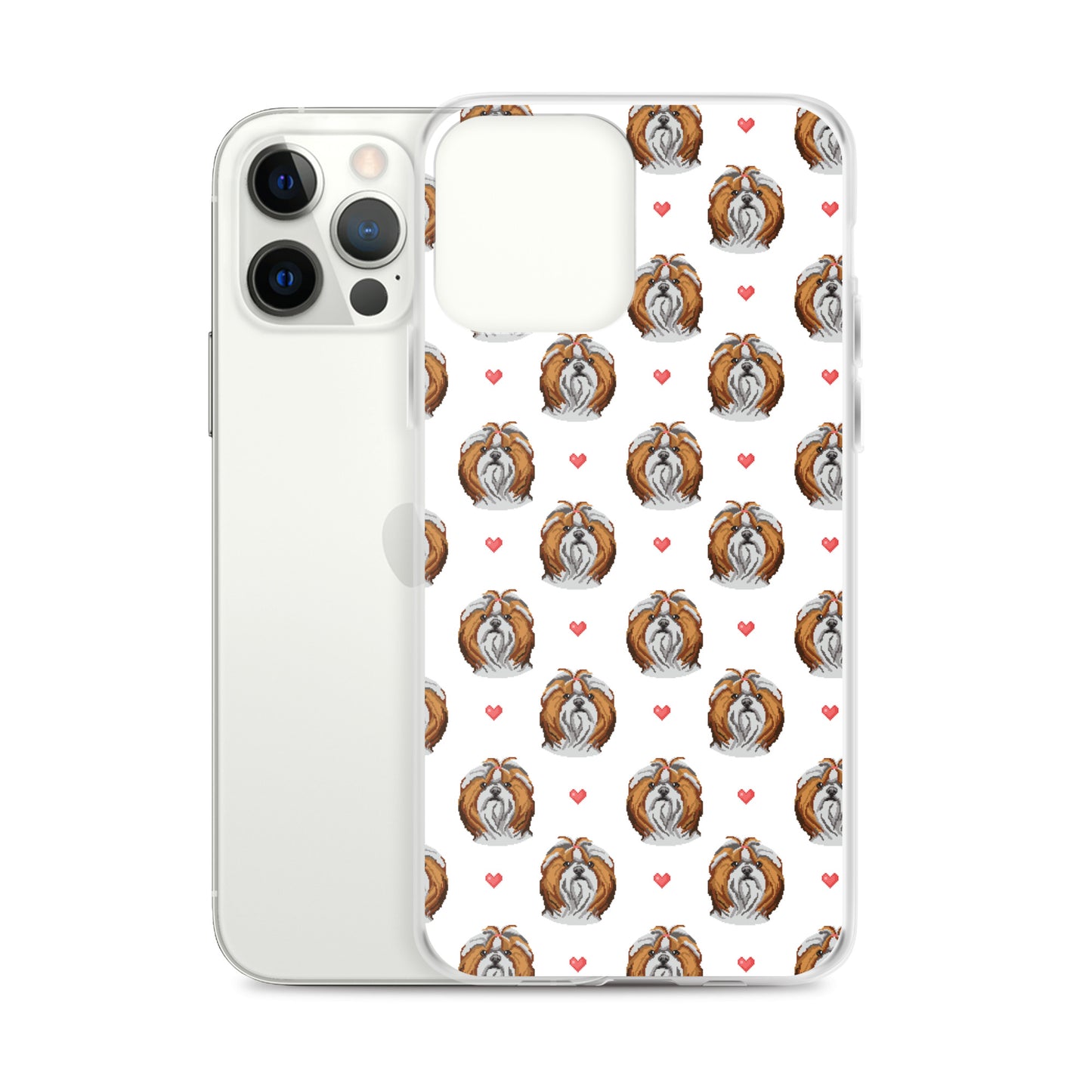 Shih Tzu Hearts 1990's Pixelated Pattern iPhone Case