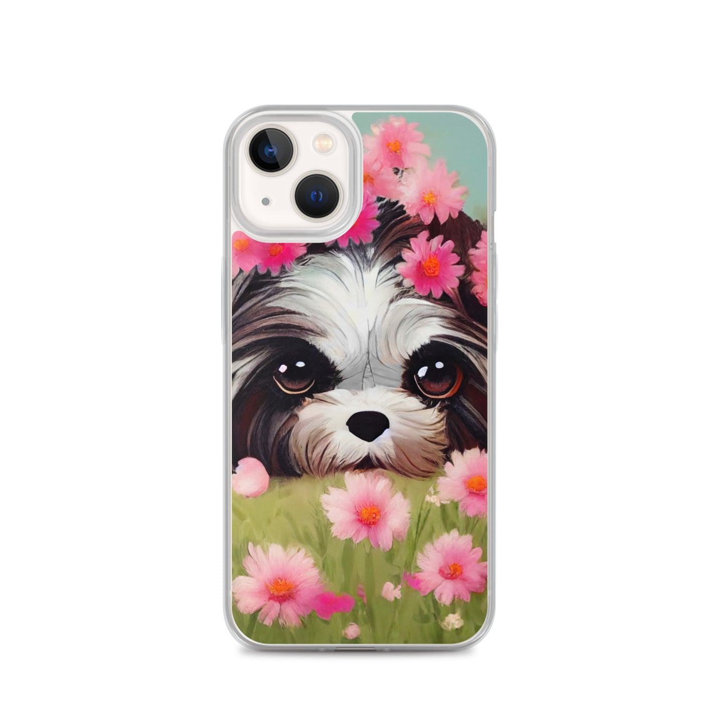 Shih Tzu in Field of Pink Flowers iPhone Case