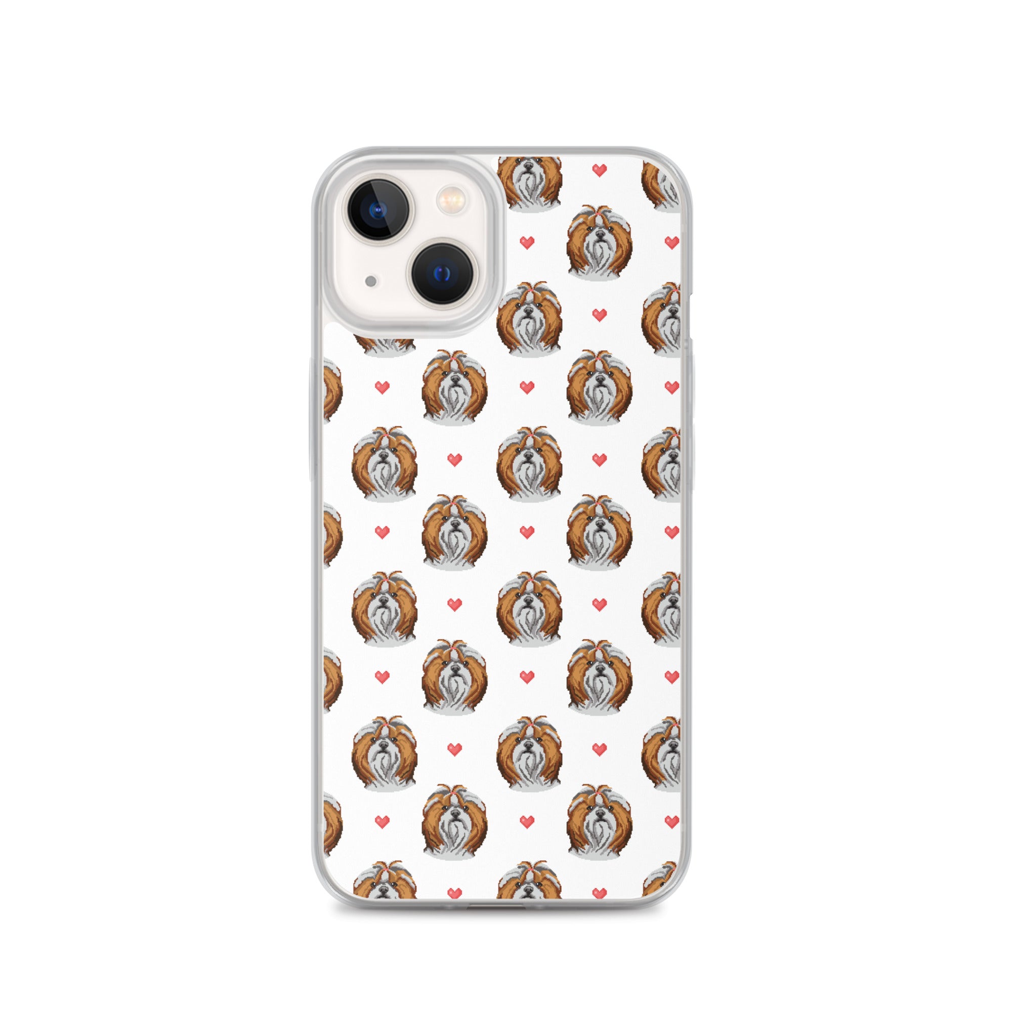 Shih Tzu Hearts 1990's Pixelated Pattern iPhone Case