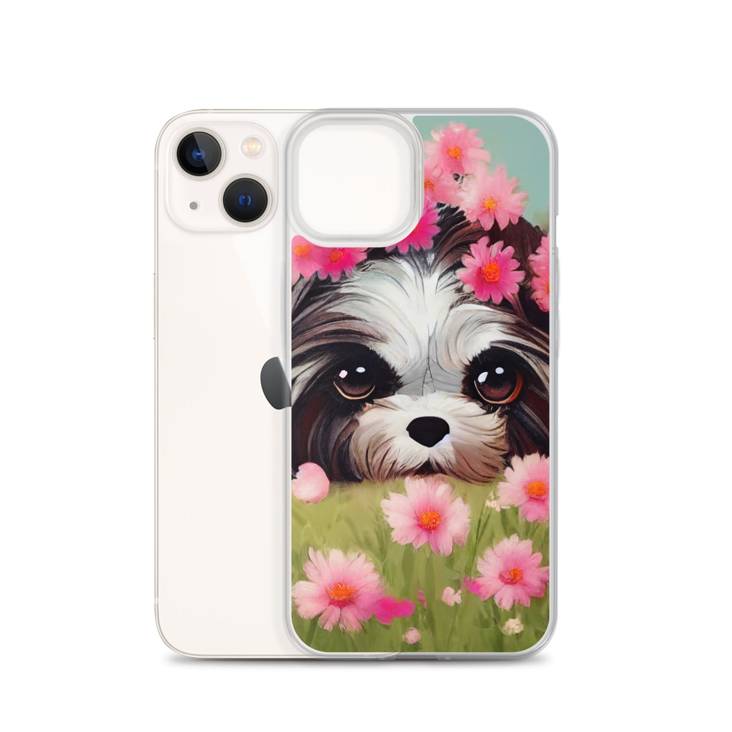 Shih Tzu in Field of Pink Flowers iPhone Case