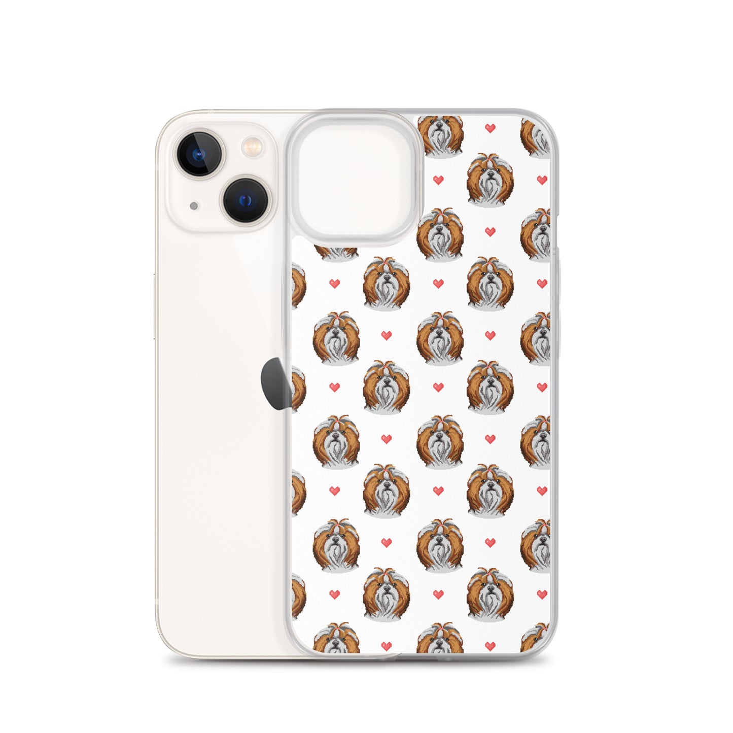 Shih Tzu Hearts 1990's Pixelated Pattern iPhone Case