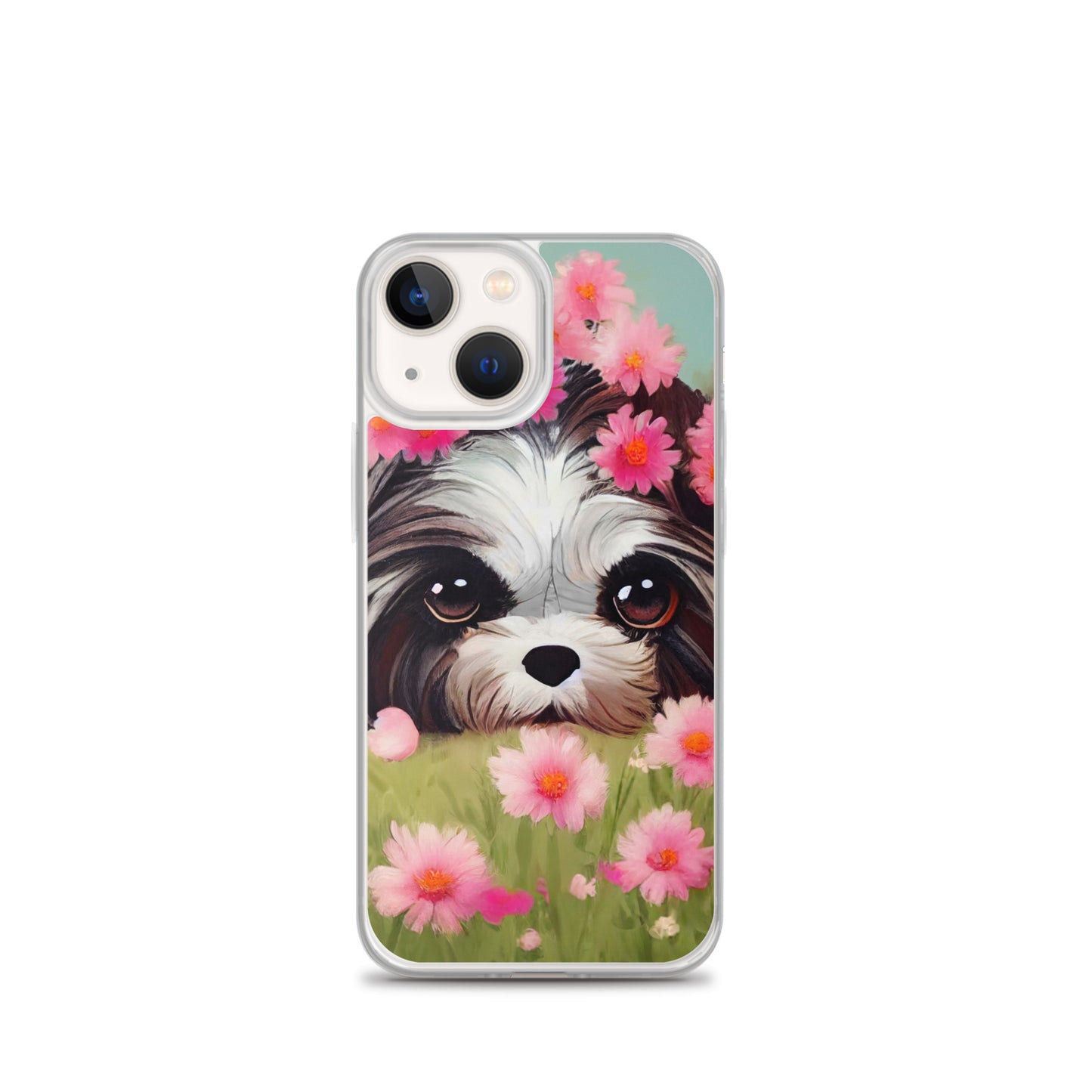 Shih Tzu in Field of Pink Flowers iPhone Case