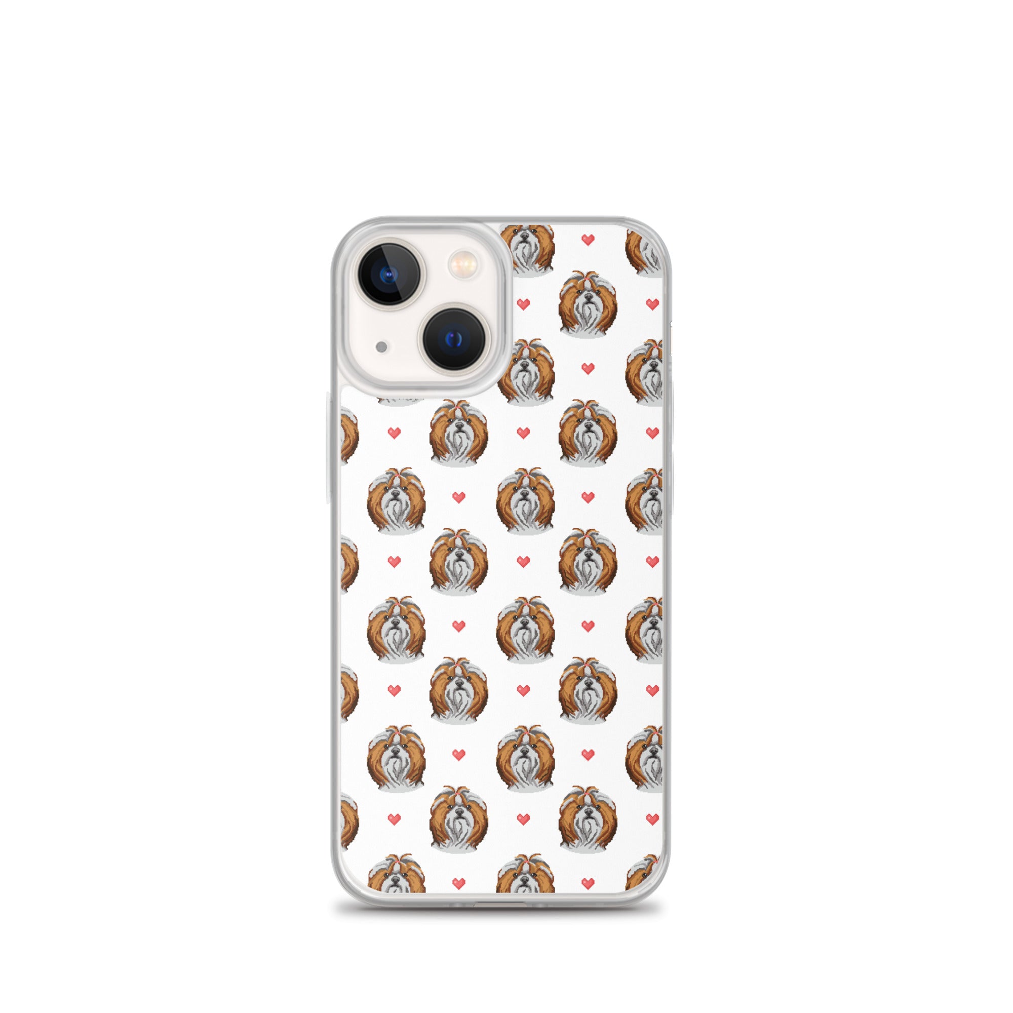 Shih Tzu Hearts 1990's Pixelated Pattern iPhone Case