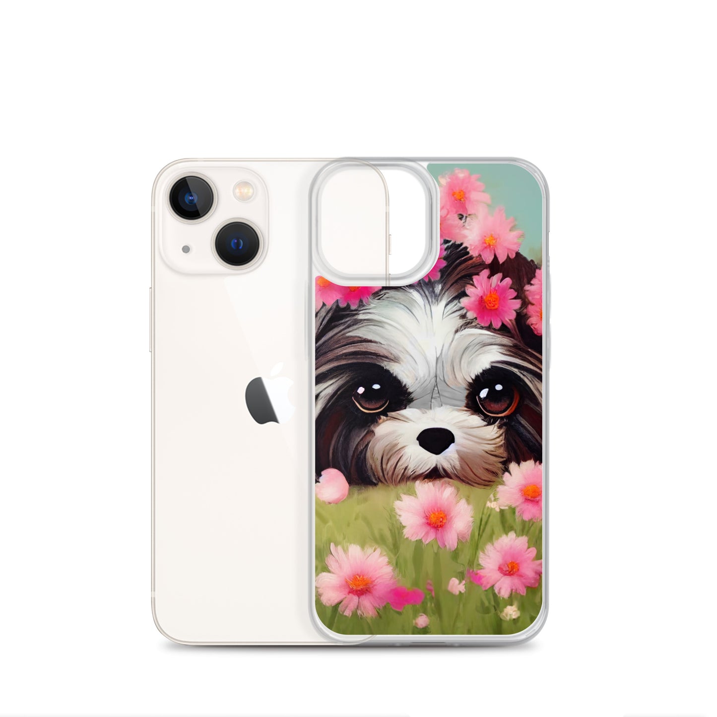 Shih Tzu in Field of Pink Flowers iPhone Case