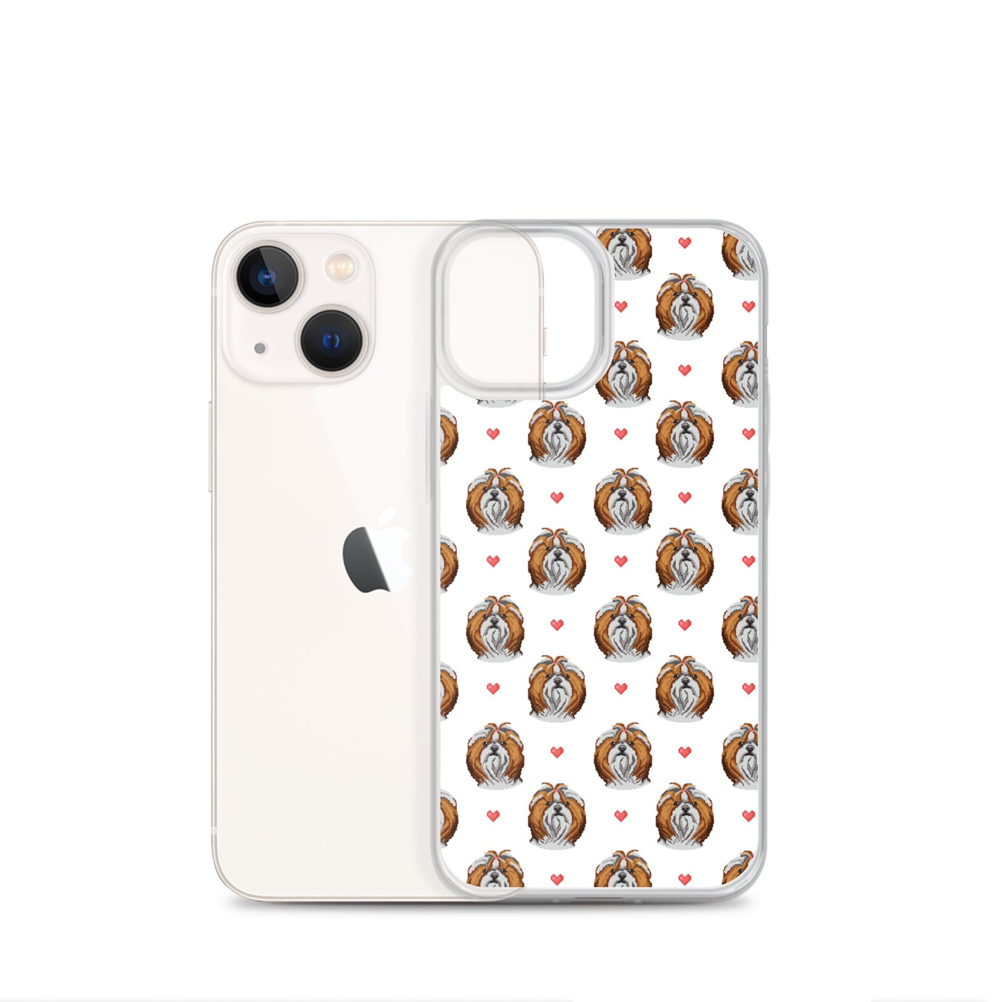 Shih Tzu Hearts 1990's Pixelated Pattern iPhone Case