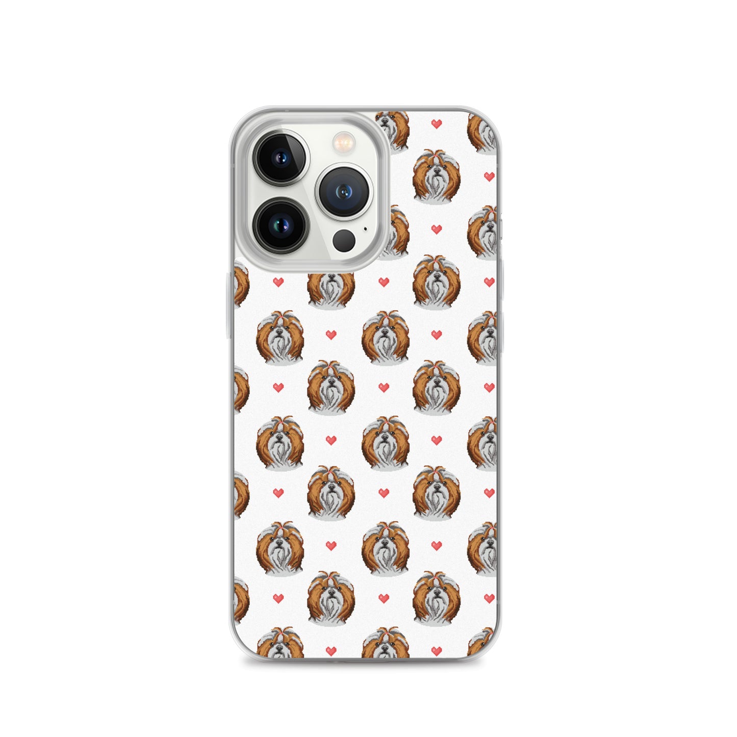 Shih Tzu Hearts 1990's Pixelated Pattern iPhone Case