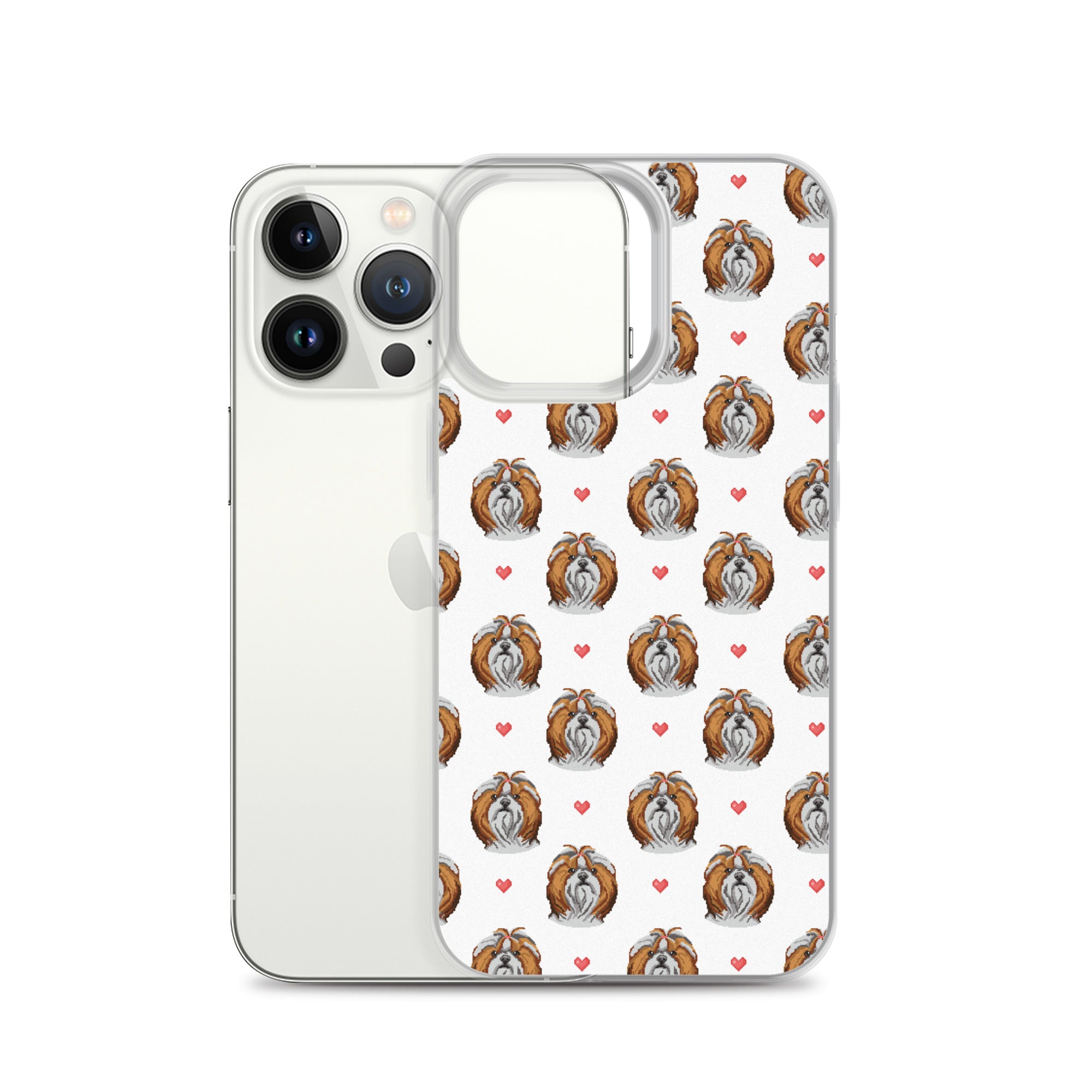 Shih Tzu Hearts 1990's Pixelated Pattern iPhone Case