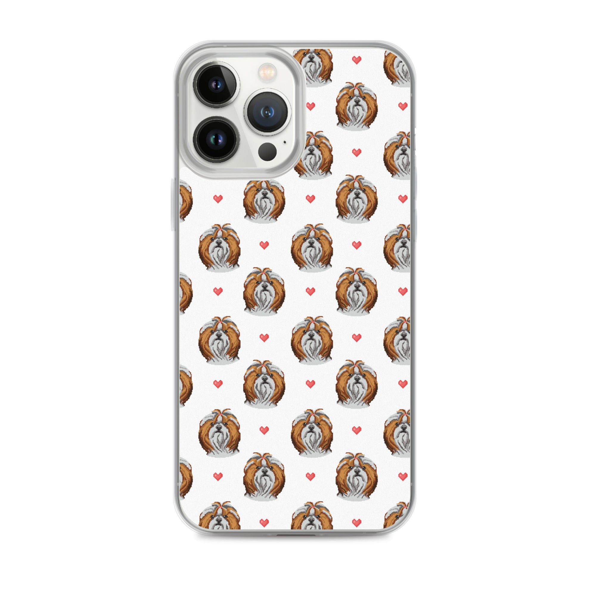 Shih Tzu Hearts 1990's Pixelated Pattern iPhone Case