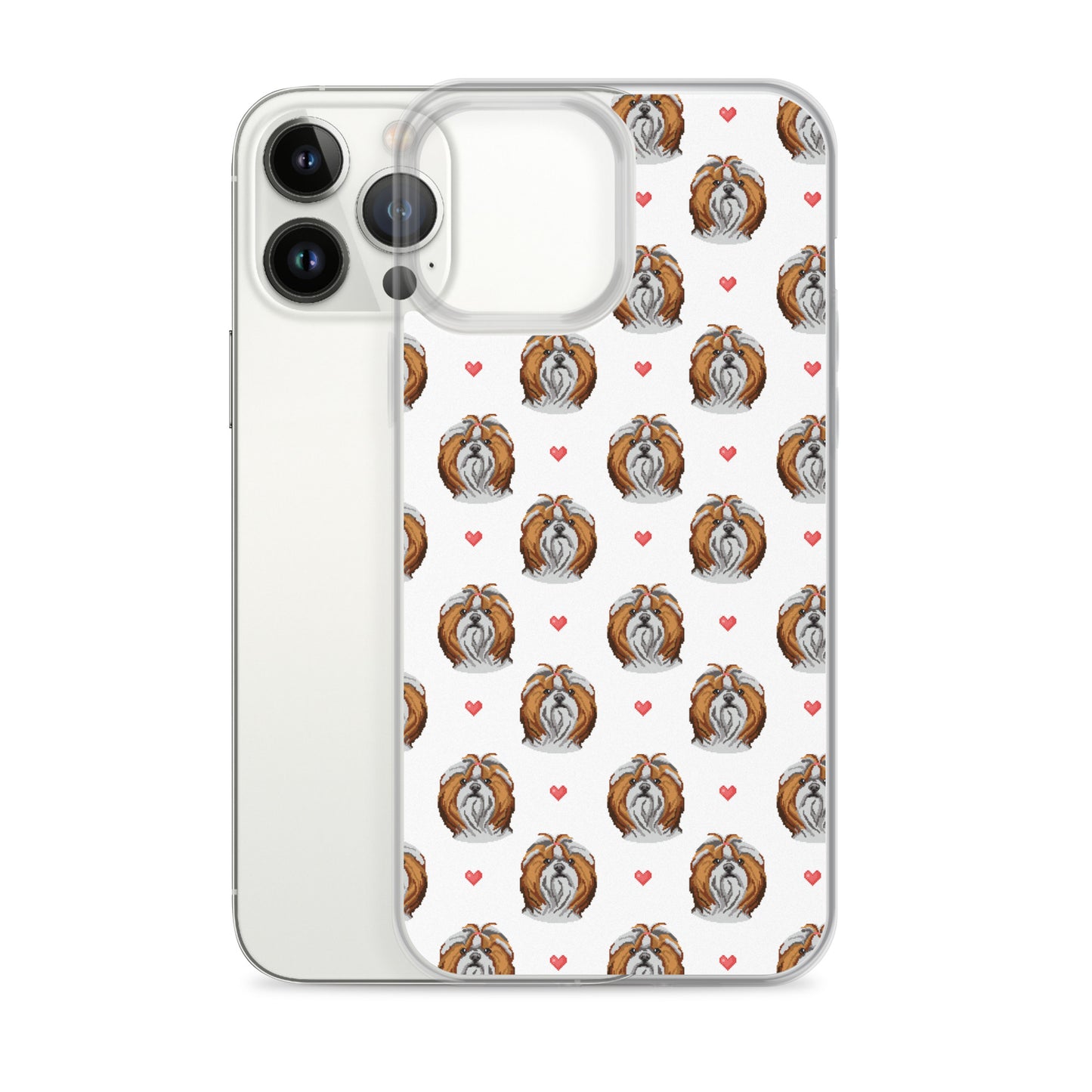 Shih Tzu Hearts 1990's Pixelated Pattern iPhone Case