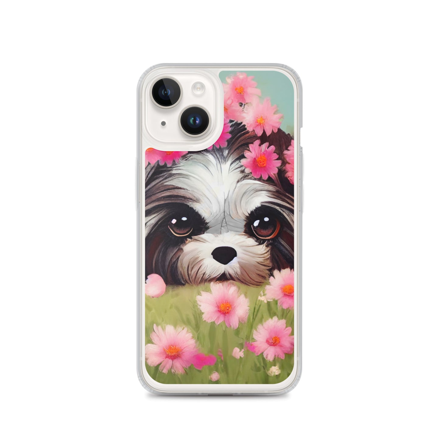 Shih Tzu in Field of Pink Flowers iPhone Case