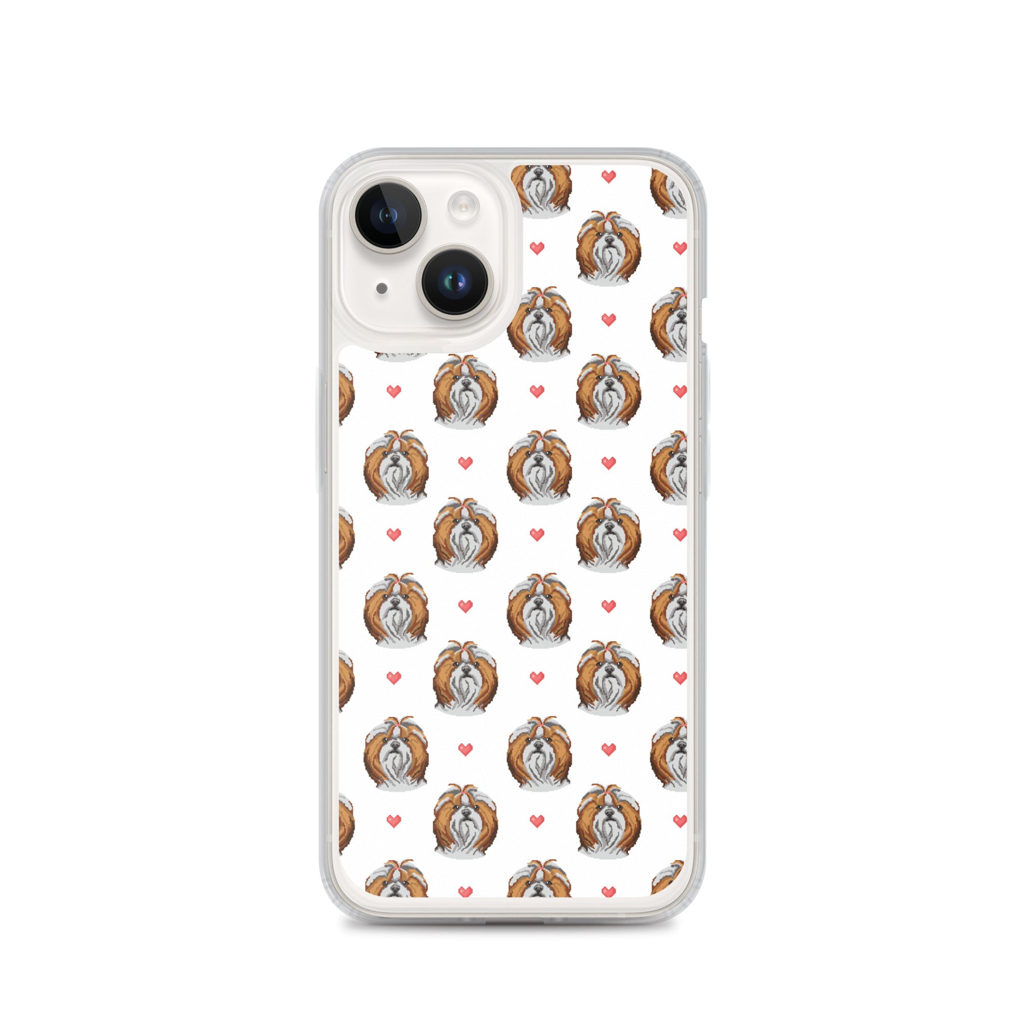 Shih Tzu Hearts 1990's Pixelated Pattern iPhone Case