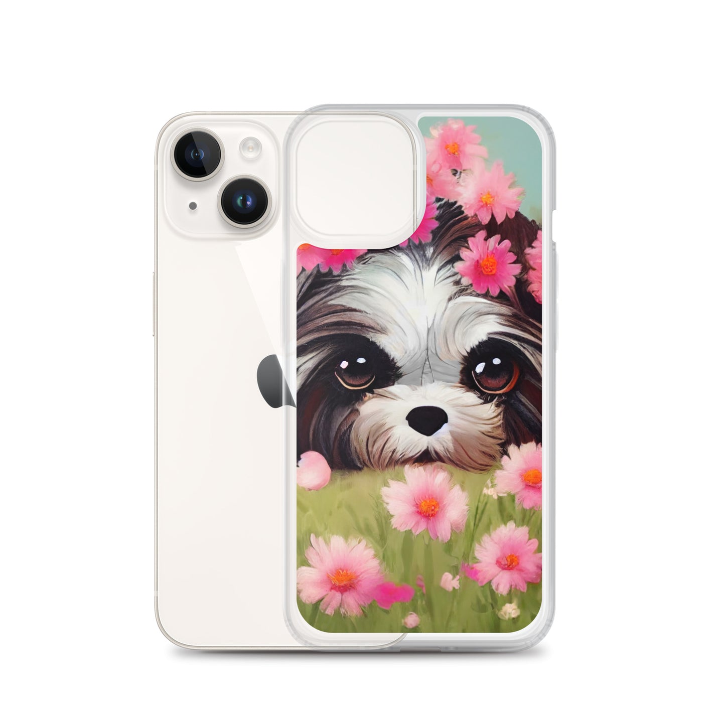 Shih Tzu in Field of Pink Flowers iPhone Case