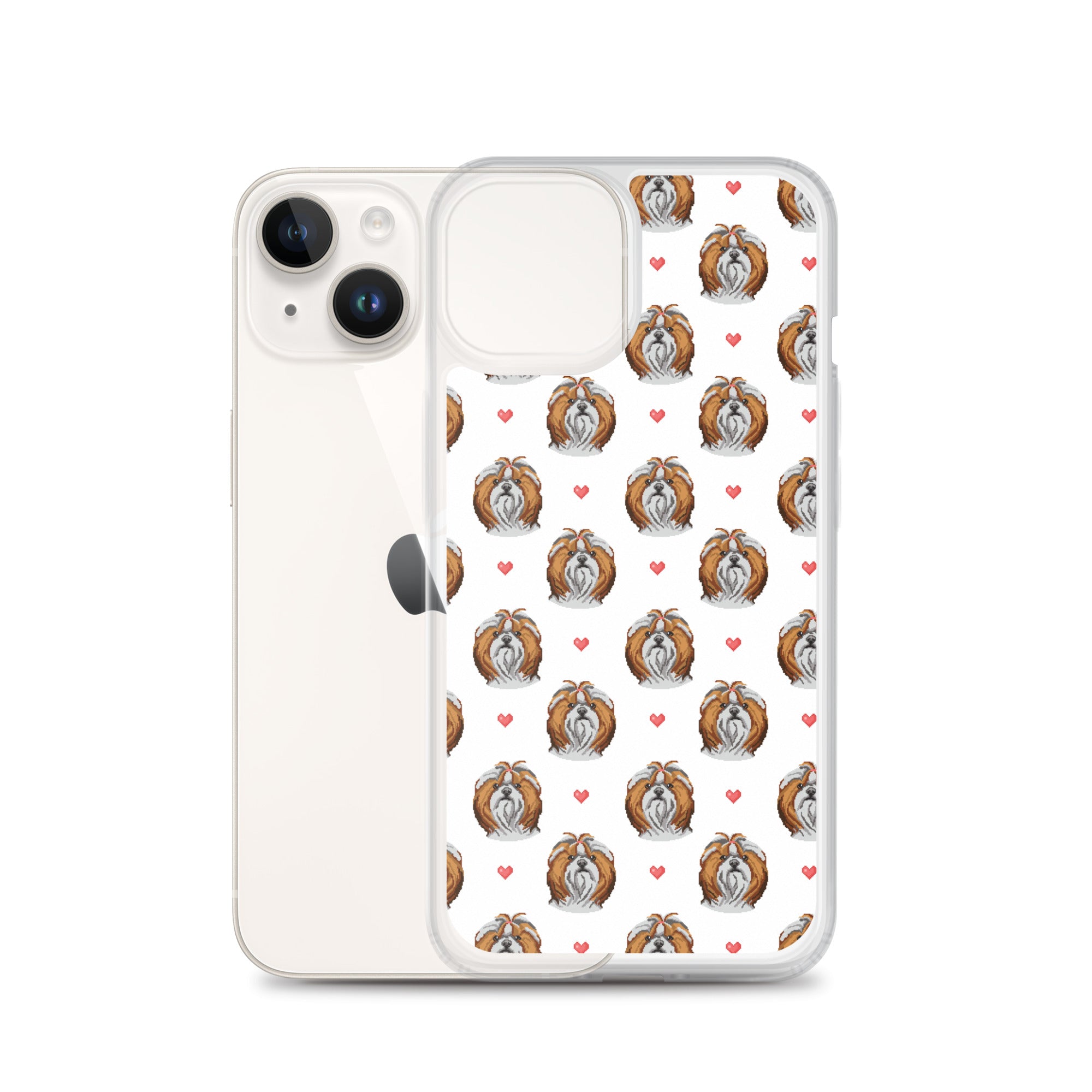 Shih Tzu Hearts 1990's Pixelated Pattern iPhone Case