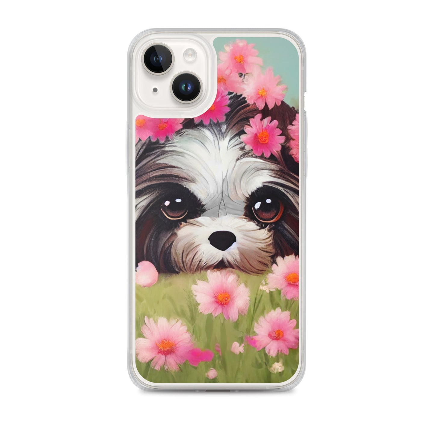 Shih Tzu in Field of Pink Flowers iPhone Case