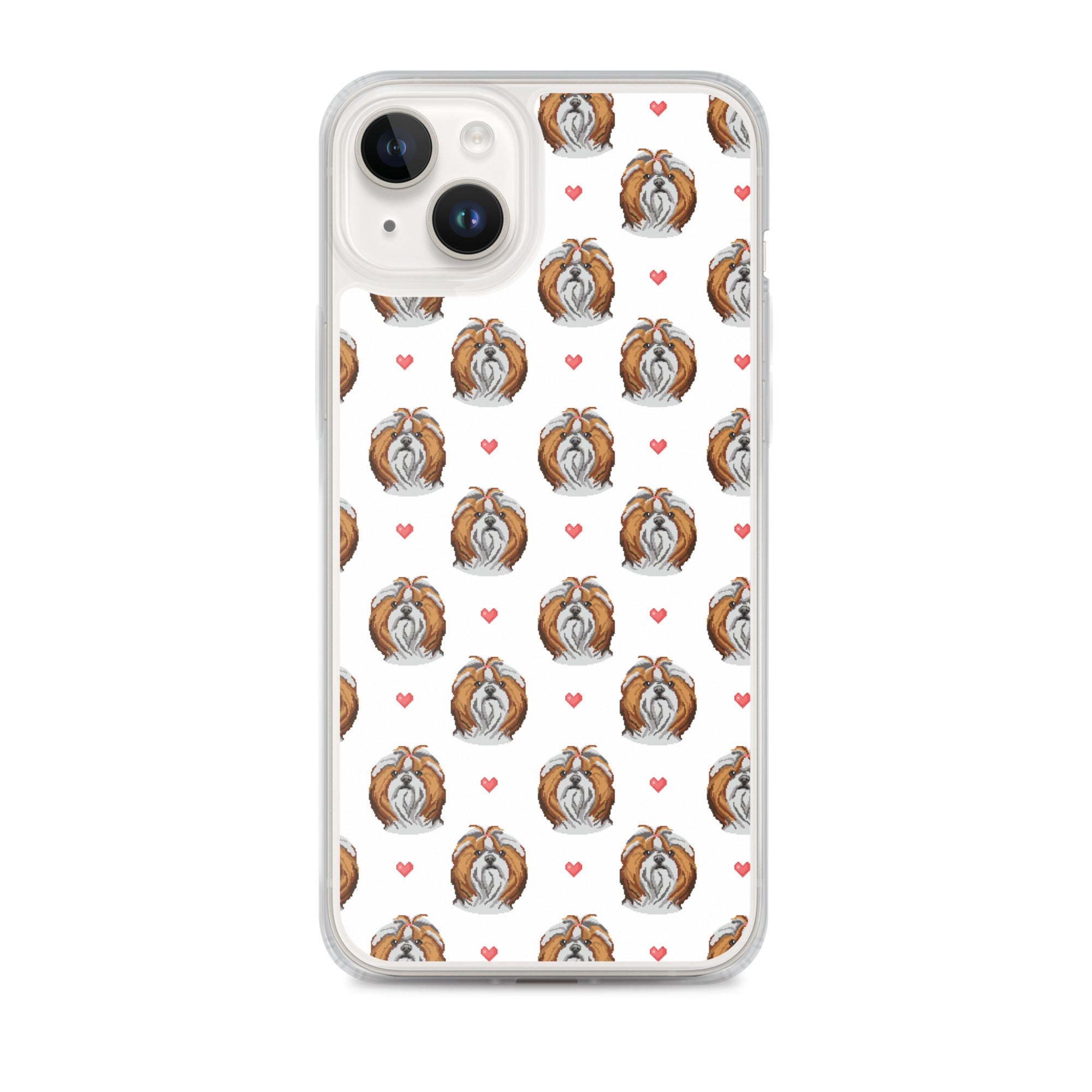 Shih Tzu Hearts 1990's Pixelated Pattern iPhone Case