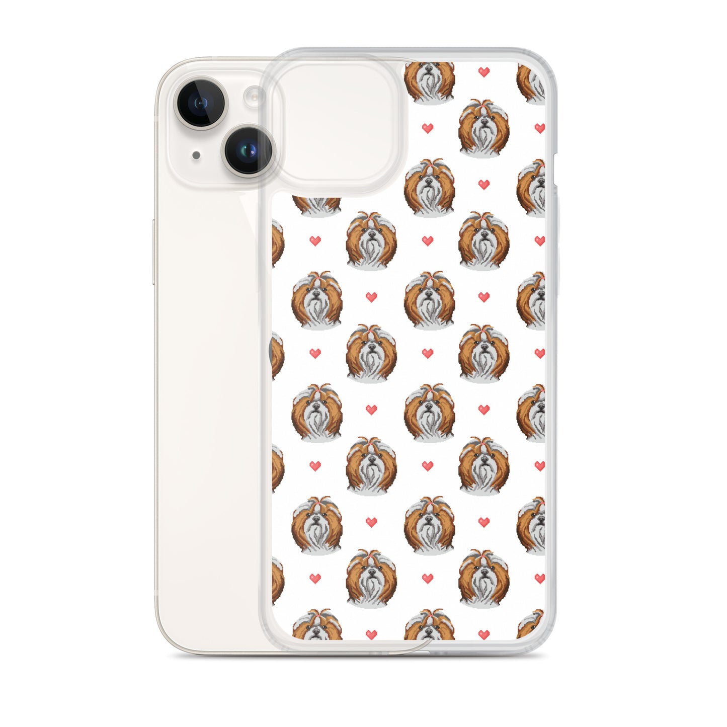 Shih Tzu Hearts 1990's Pixelated Pattern iPhone Case