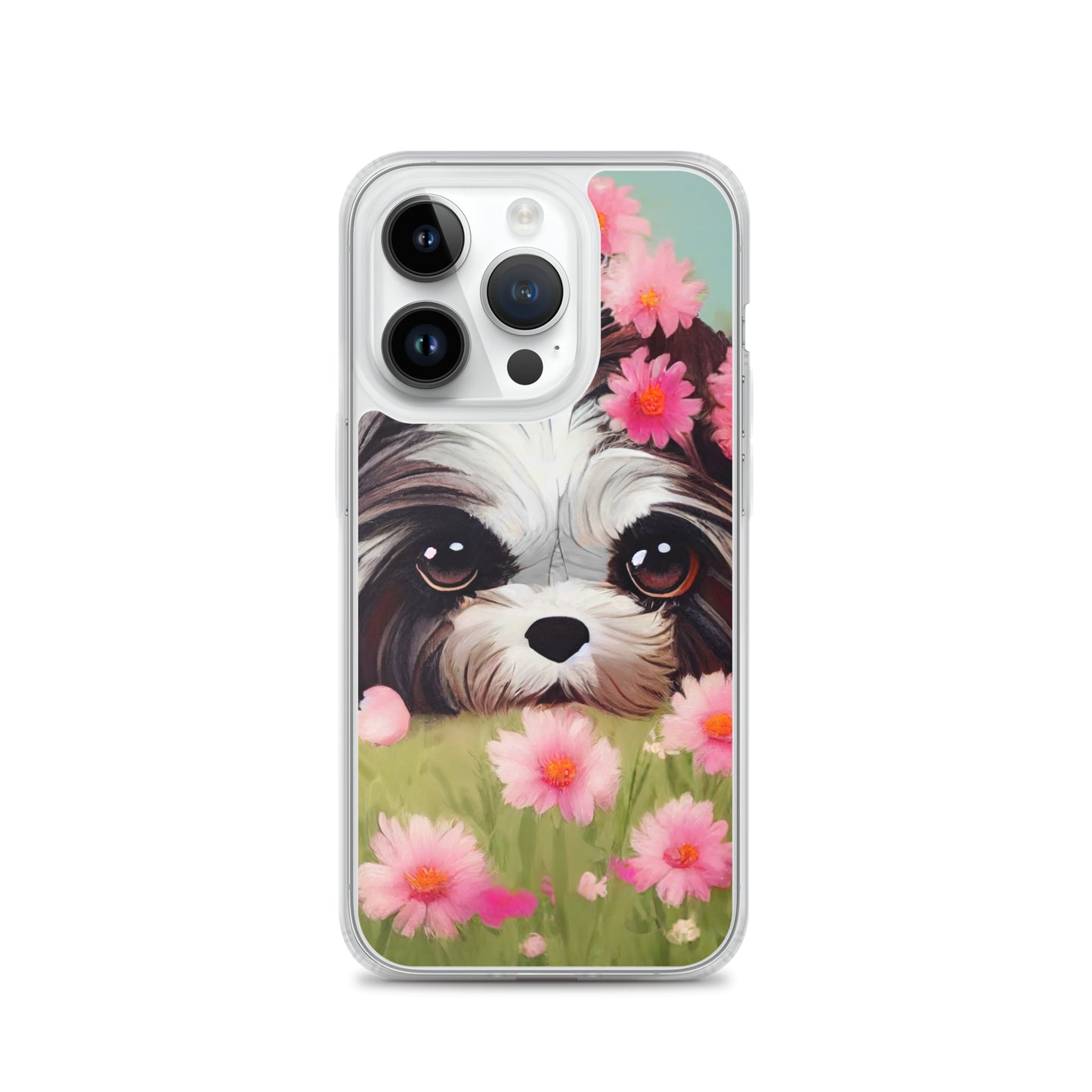 Shih Tzu in Field of Pink Flowers iPhone Case