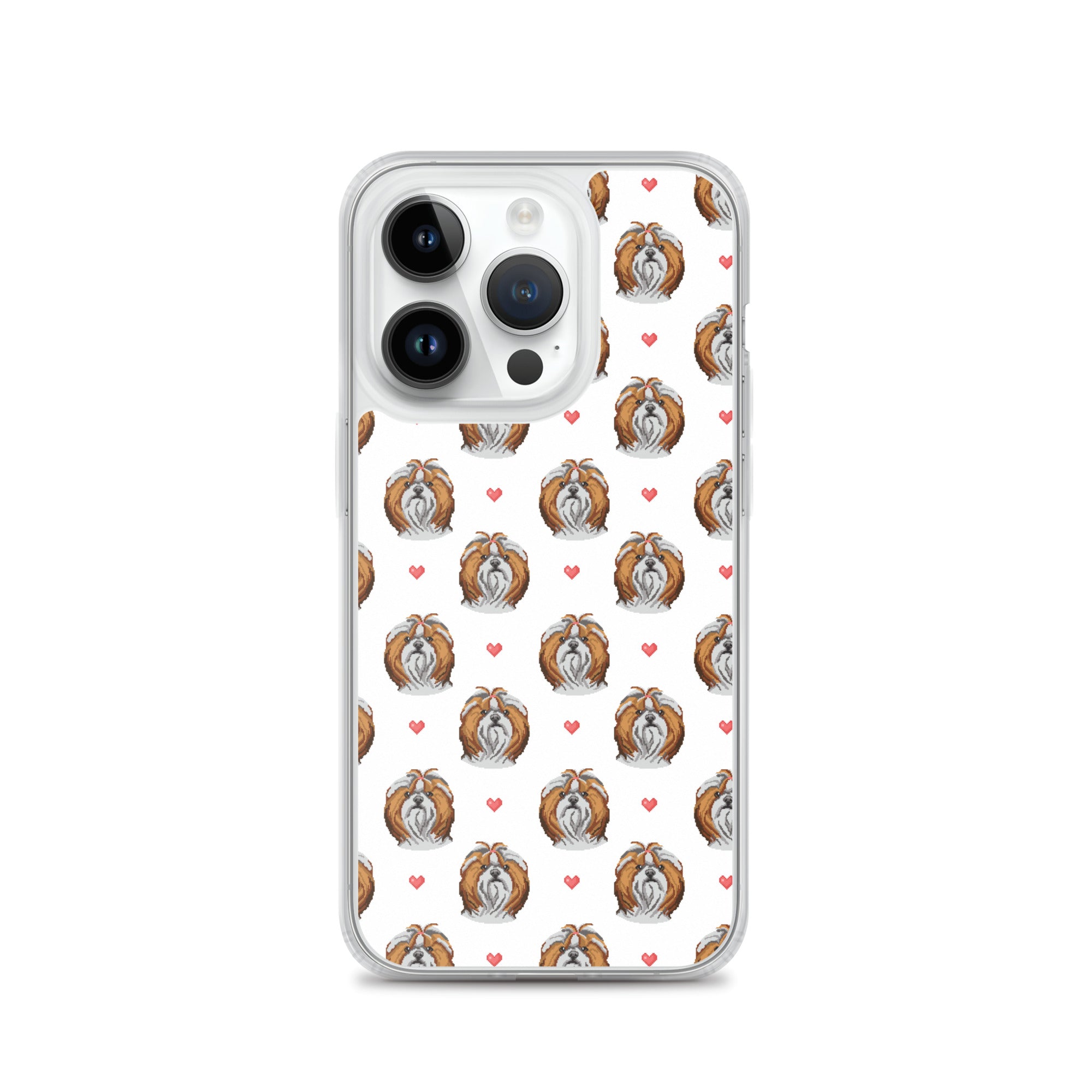 Shih Tzu Hearts 1990's Pixelated Pattern iPhone Case