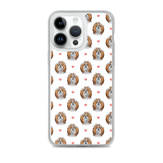 Shih Tzu Hearts 1990's Pixelated Pattern iPhone Case