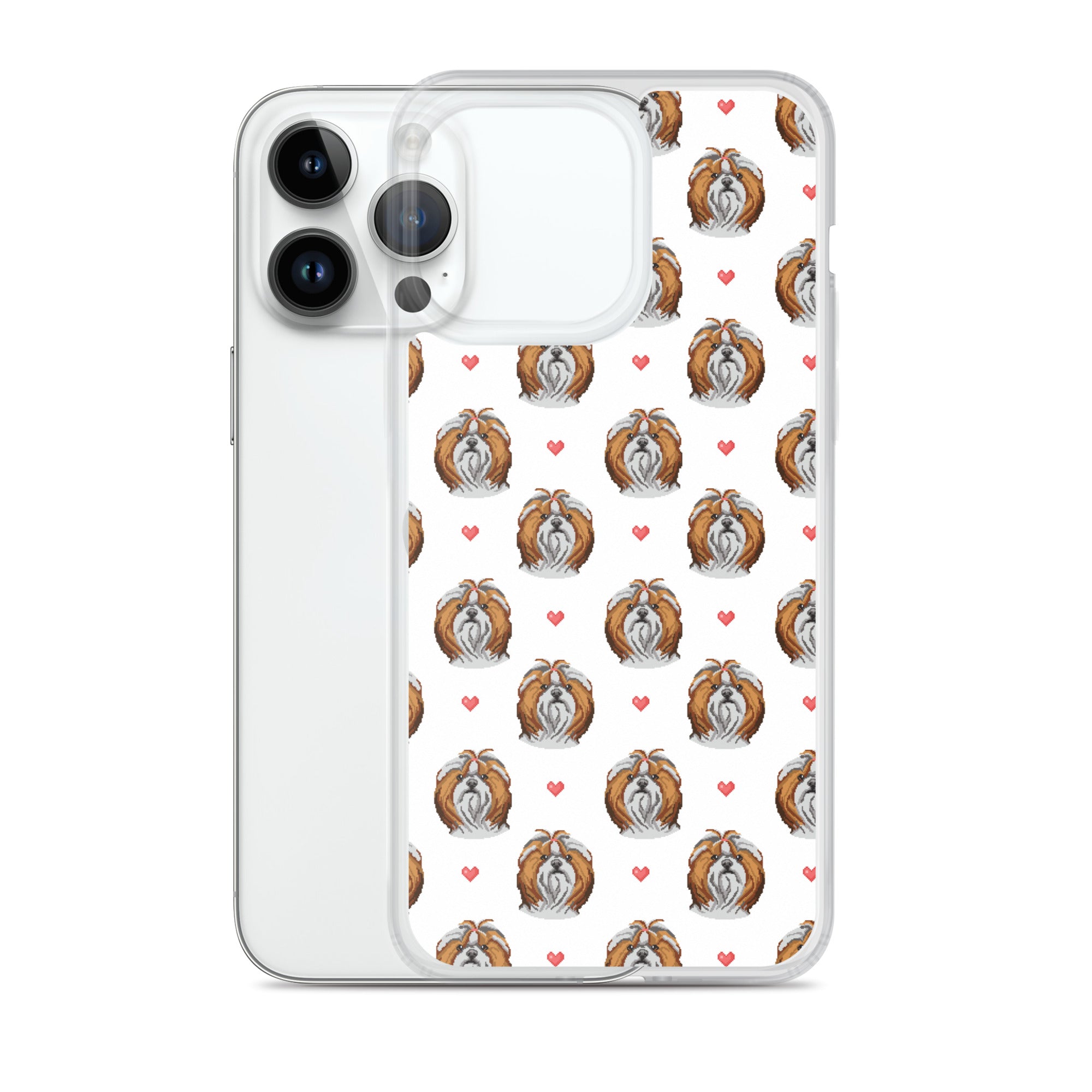 Shih Tzu Hearts 1990's Pixelated Pattern iPhone Case